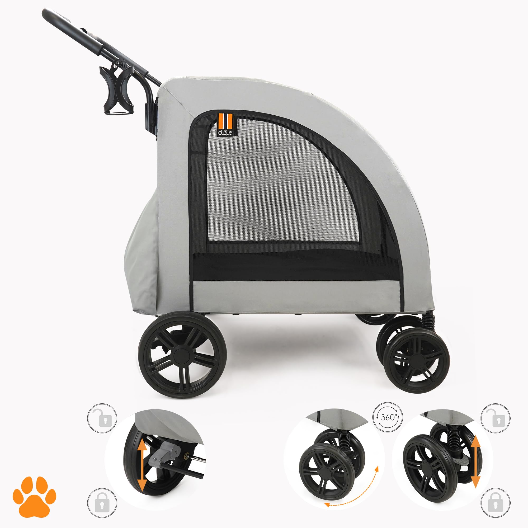 Hundewagen Chester - Hundebuggy für große Hunde, Katzenbuggy, geräumig, bequem Trolley, faltbar, incl. Regenschutz, Getränkehalter, max. Belastung 50 kg