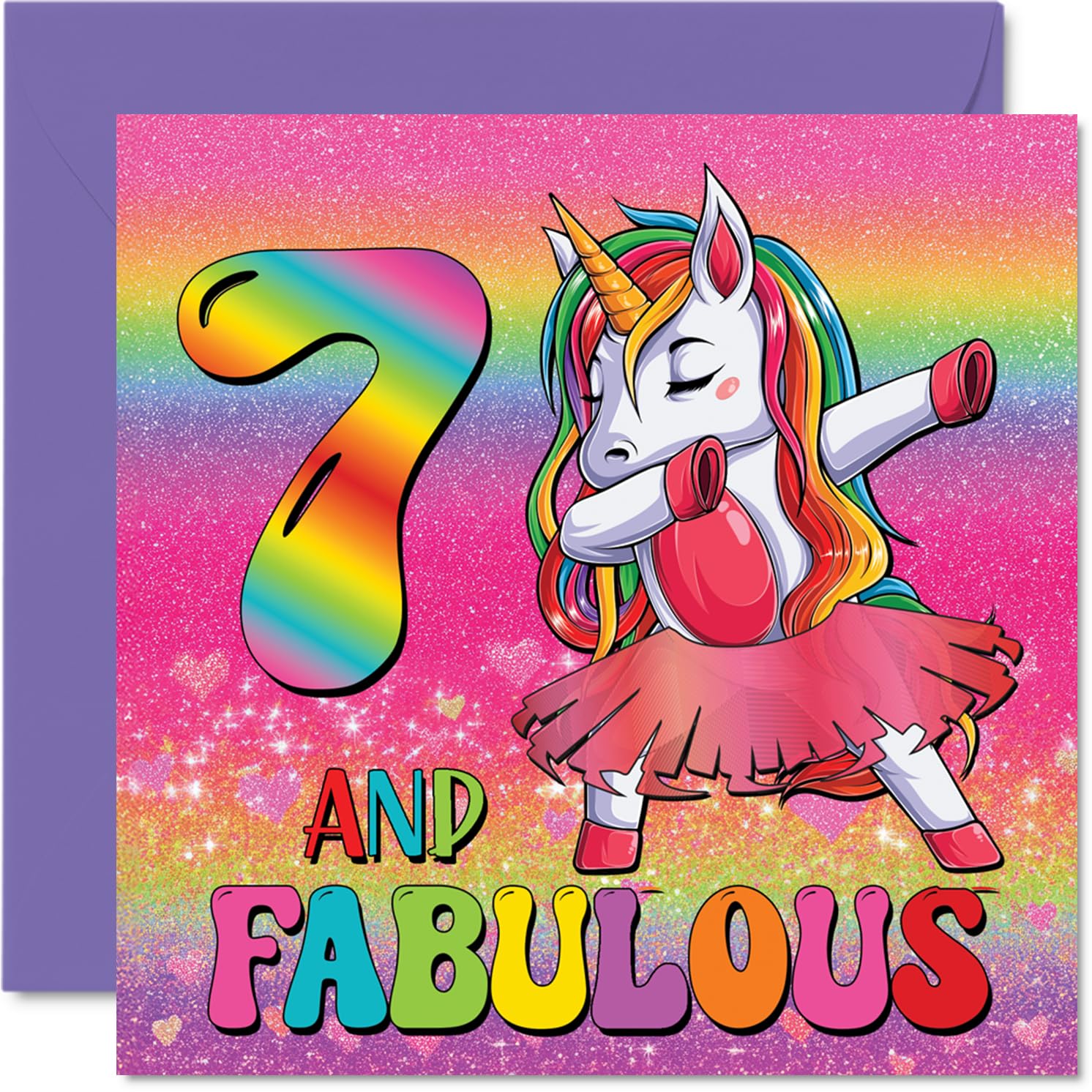 7th Birthday Cards for Girls, Fabulous Unicorn