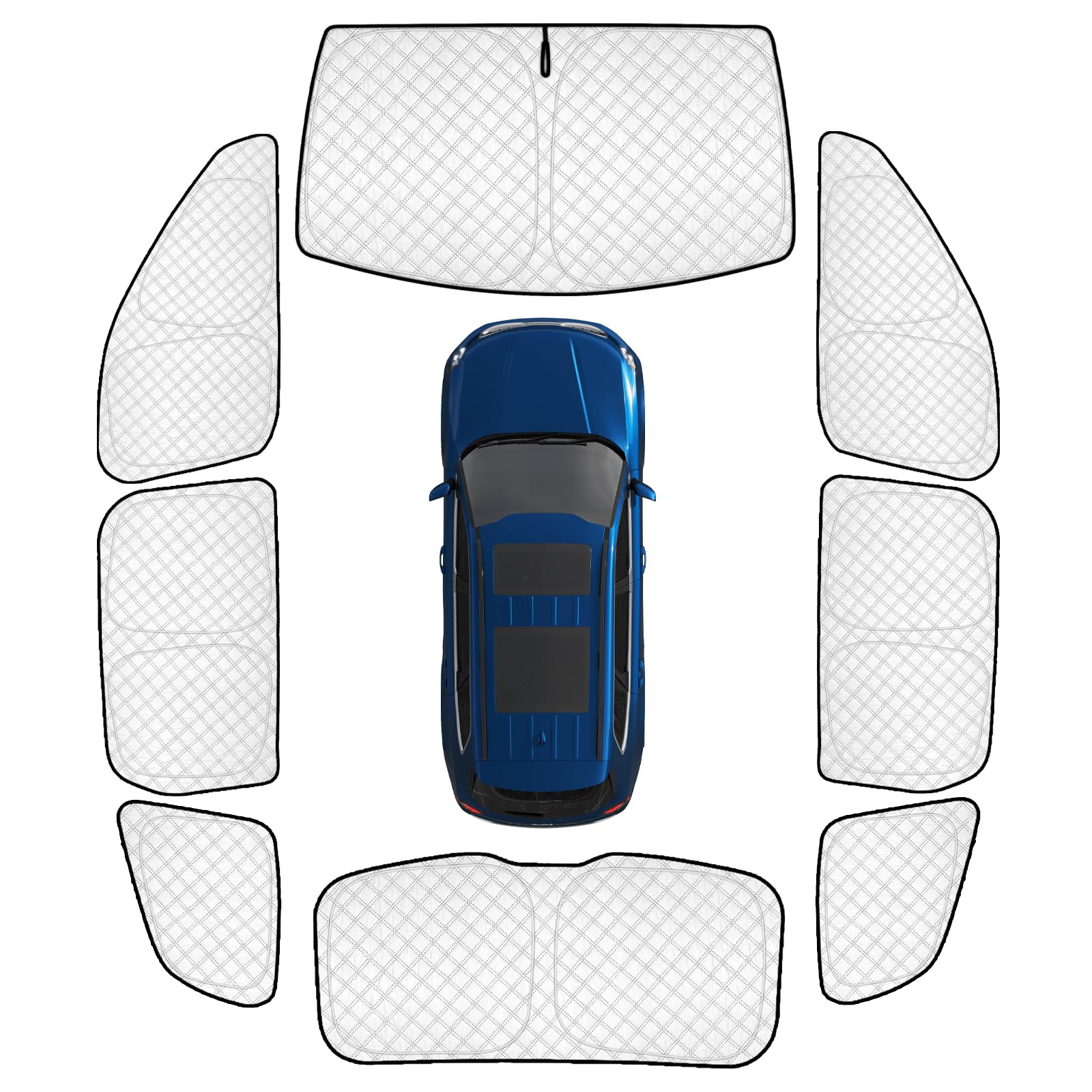KMF 8pcs Thicken Sun Shades for KIA Telluride 2020-2025 2026 Accessories,Custom Fit Windshield Sunshade Full Car Window Covers for Side Rear, UV Block and Blackout Privacy for Camping Outdoor