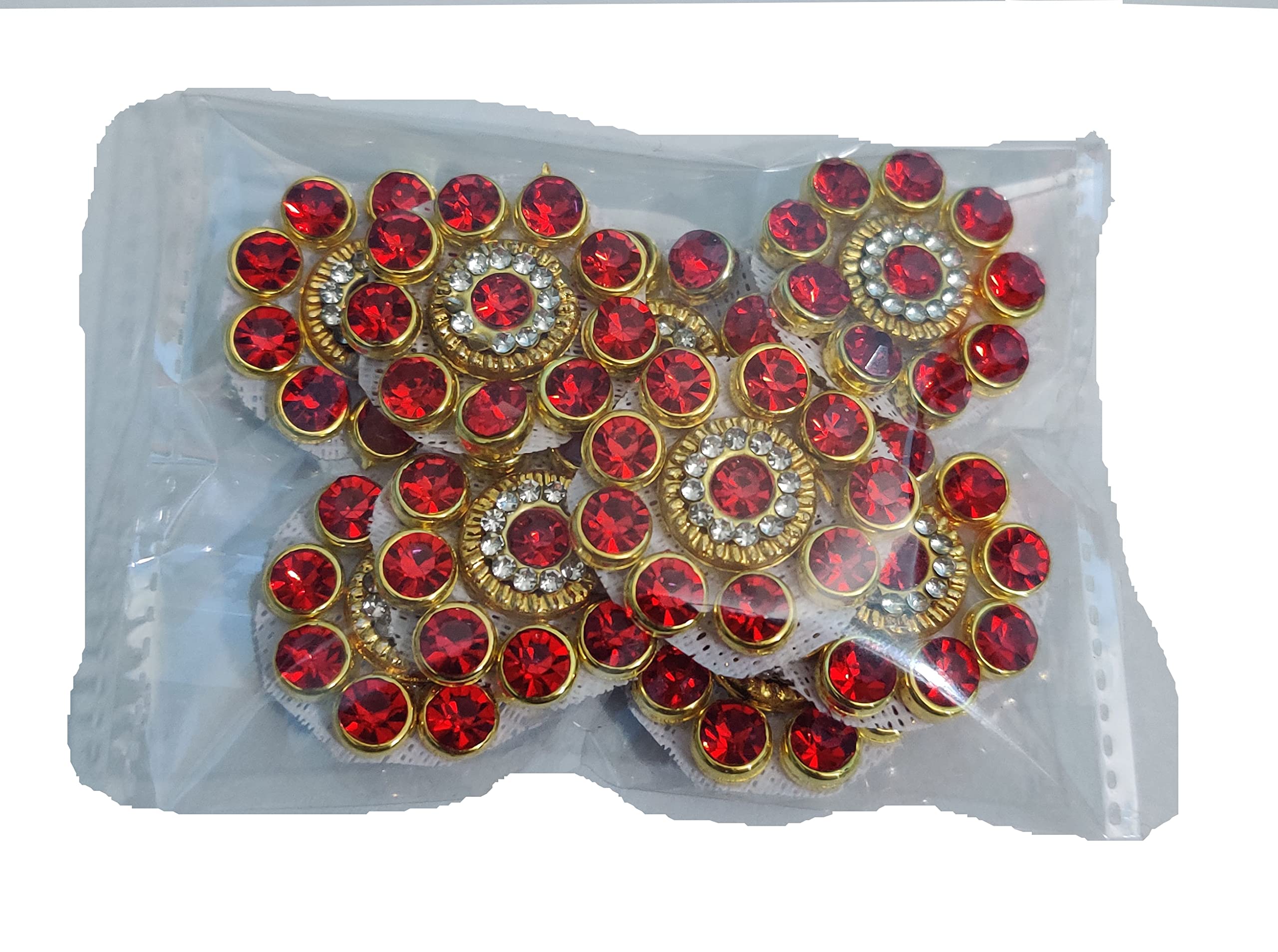 Mahabal Creations 10pcs, 2.5cm, Embroidery Neck Sew On Applique Patches/Decorative Patches for Clothes, Jackets, Jean's, Blouse, Saree, Dress Decoration (Pure Red)