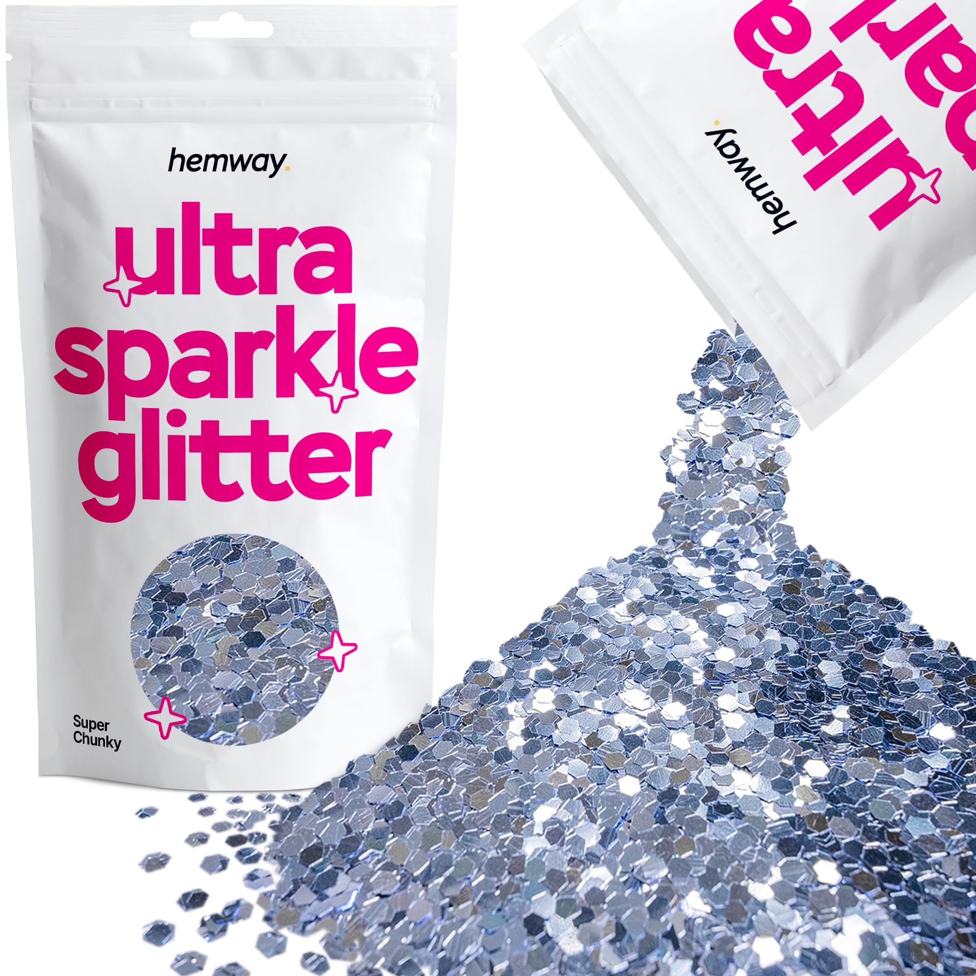 Hemway Ultra Sparkle Glitter Baby Pink Iridescent 100g Fine | Glitter for Arts & Craft, Makeup, Nail Art, Crafting, Card Making, Sparkle Decoration — view 184