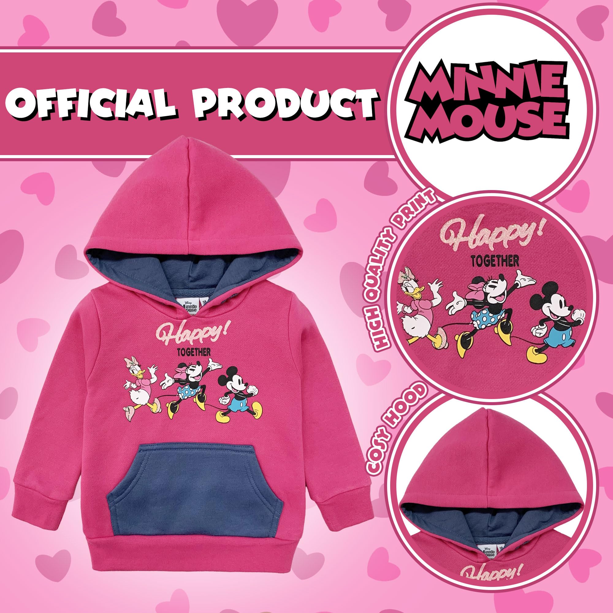 Disney Felpa Minnie Mouse per Bambina con Cappuccio a Maniche Lunghe Bimba 6227