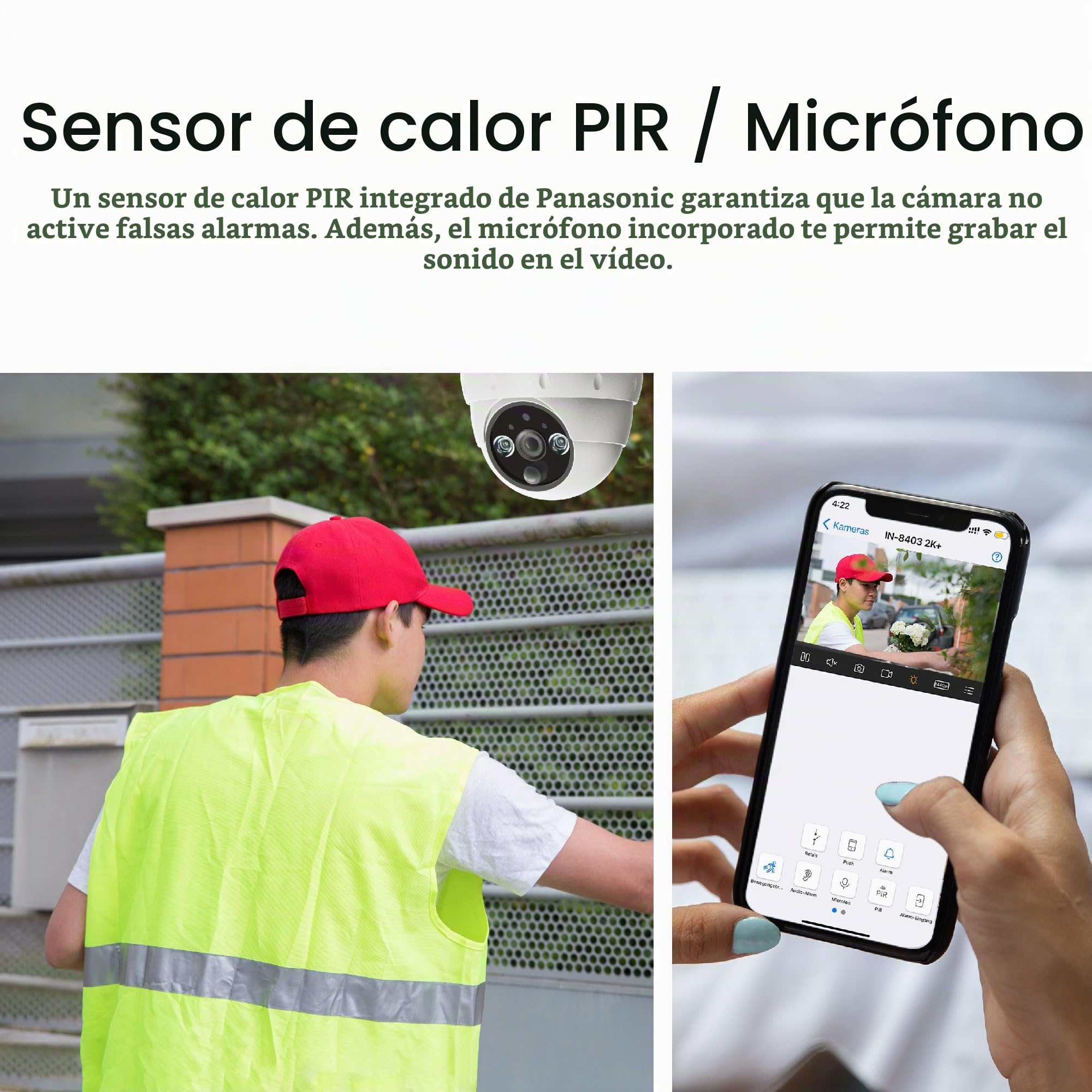 INSTAR IN-8403 2K+ PoE Blanco - Cámara de vigilancia LAN/PoE con IA (AI) - Cámara IP - Power Over Ethernet - PIR - Visión Nocturna - Uso en Interiores y Exteriores - HomeKit - MQTT