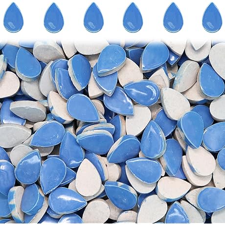 Mosaic Tile Outlet Wholesale Blue Mosaic Tiles Raindrops Shapes Mosaic Tile for Crafts Bulk