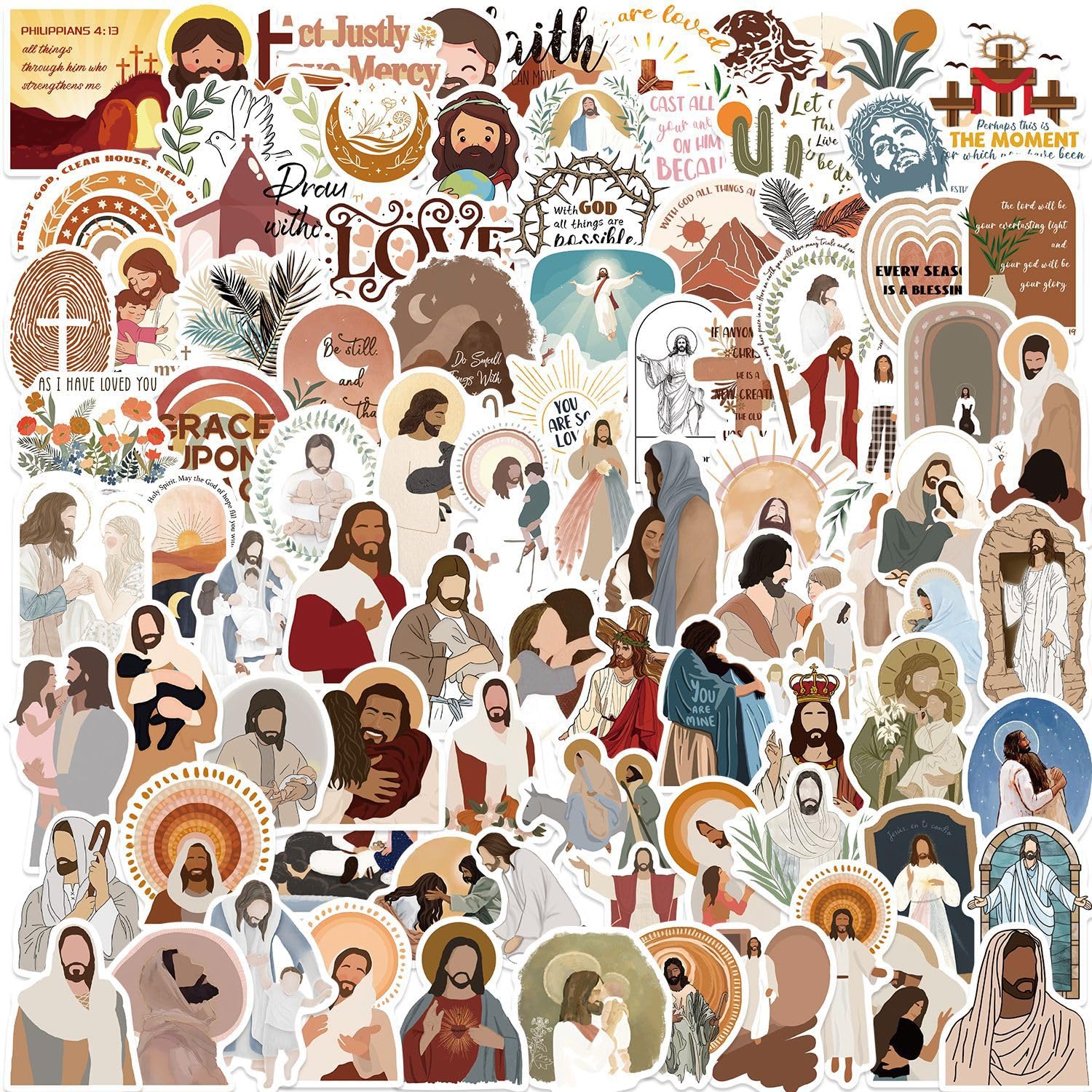 100 Pcs Inspirational Priest Stickers - Cute Vinyl Stickers for Water Bottle Laptop, Scrapbook, Journaling - Waterproof - Image 2