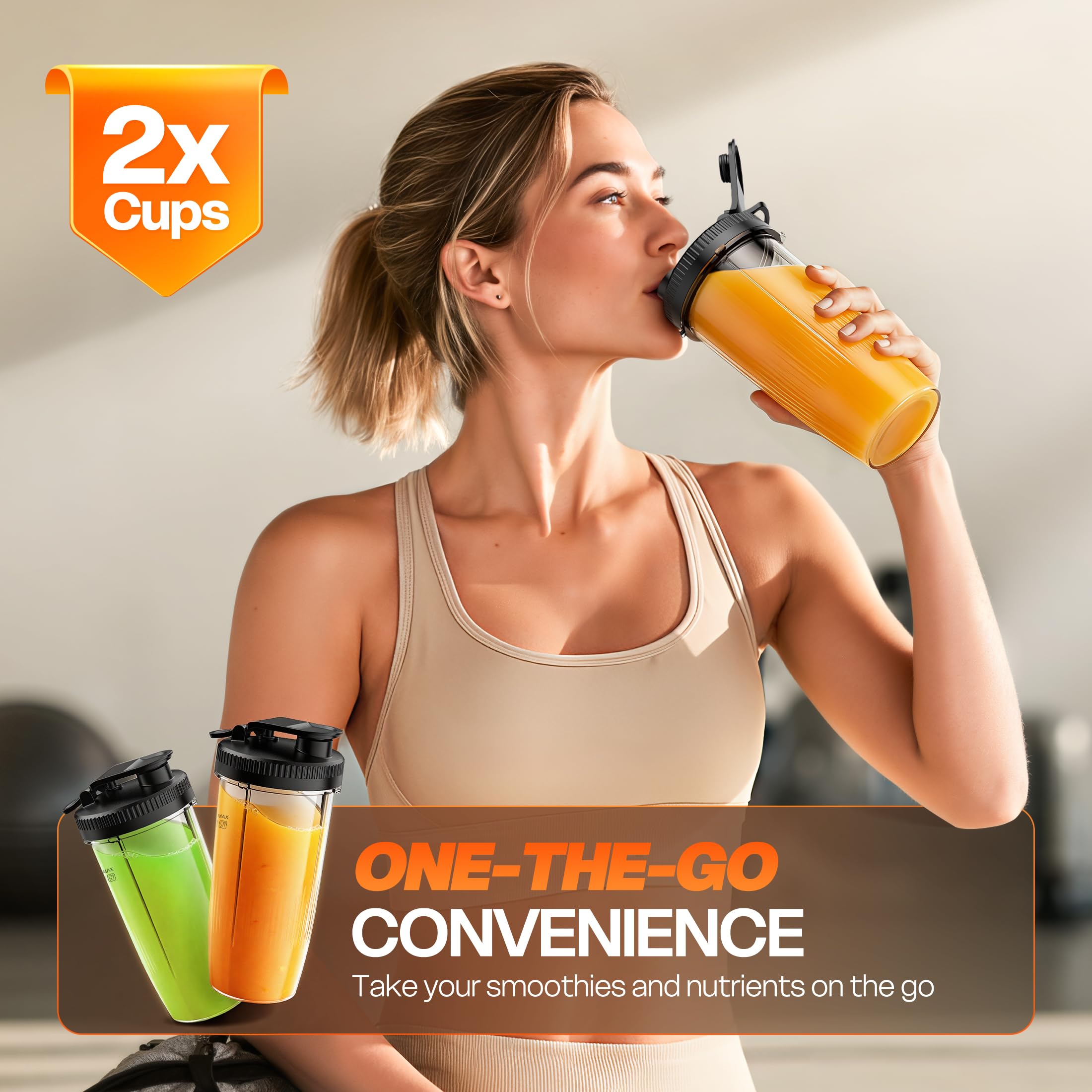 Turelar Mixer für Smoothies, tragbarer persönlicher Mixer für Shakes und Smoothies für die Küche mit 630 ml tragbaren Bechern und zusätzlichem Deckel, Smoothie-Maker Mixer für Säfte, Babynahrung