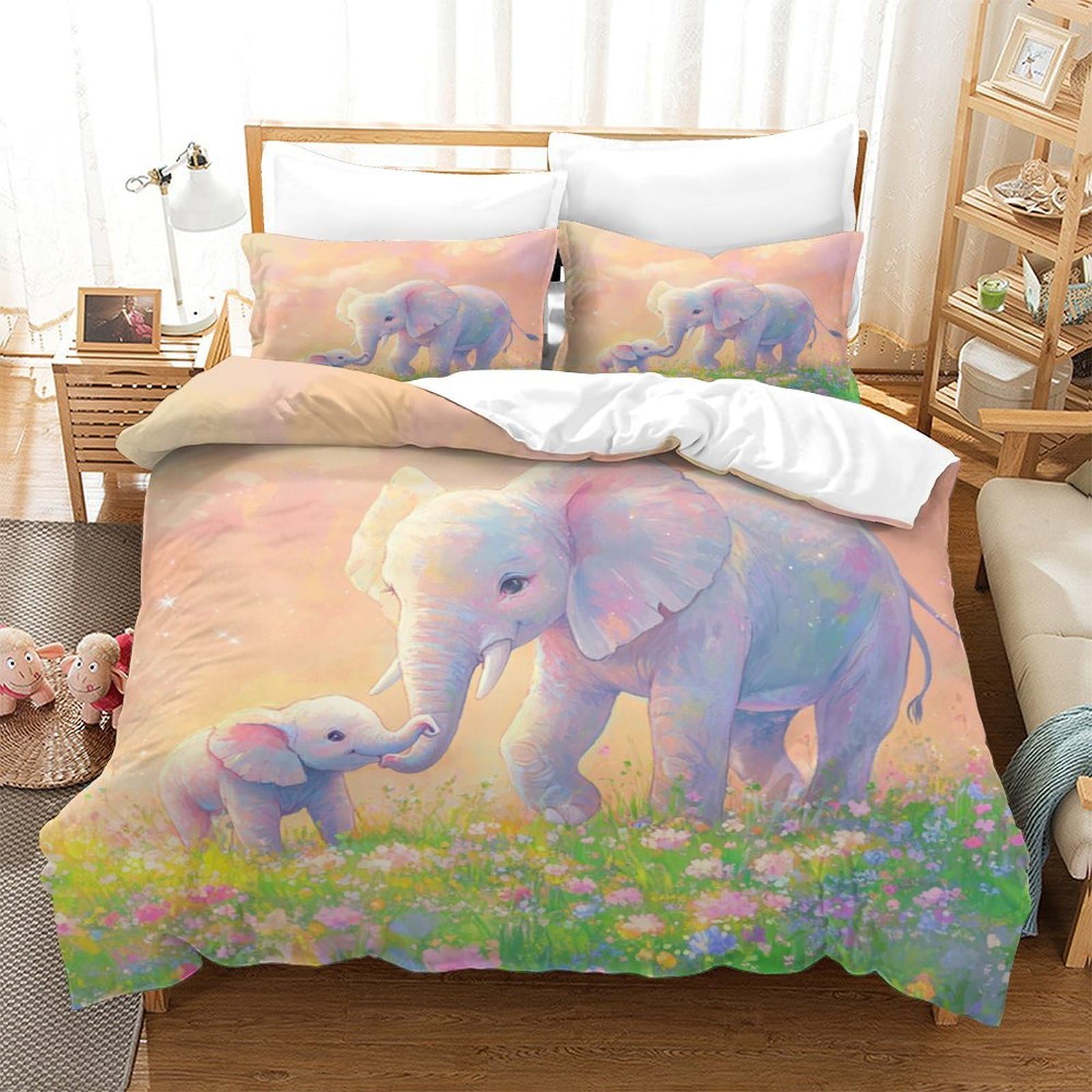 Parure de lit 140x200cm en microfibre douce avec zip caché pour éviter la couette qui glisse