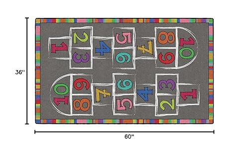 Miniatura 2 de Flagship Carpets Hopscotch - Alfombra de área de actividades con números arcoíris para aula infantil o en casa, alfombra de habitación de niños o