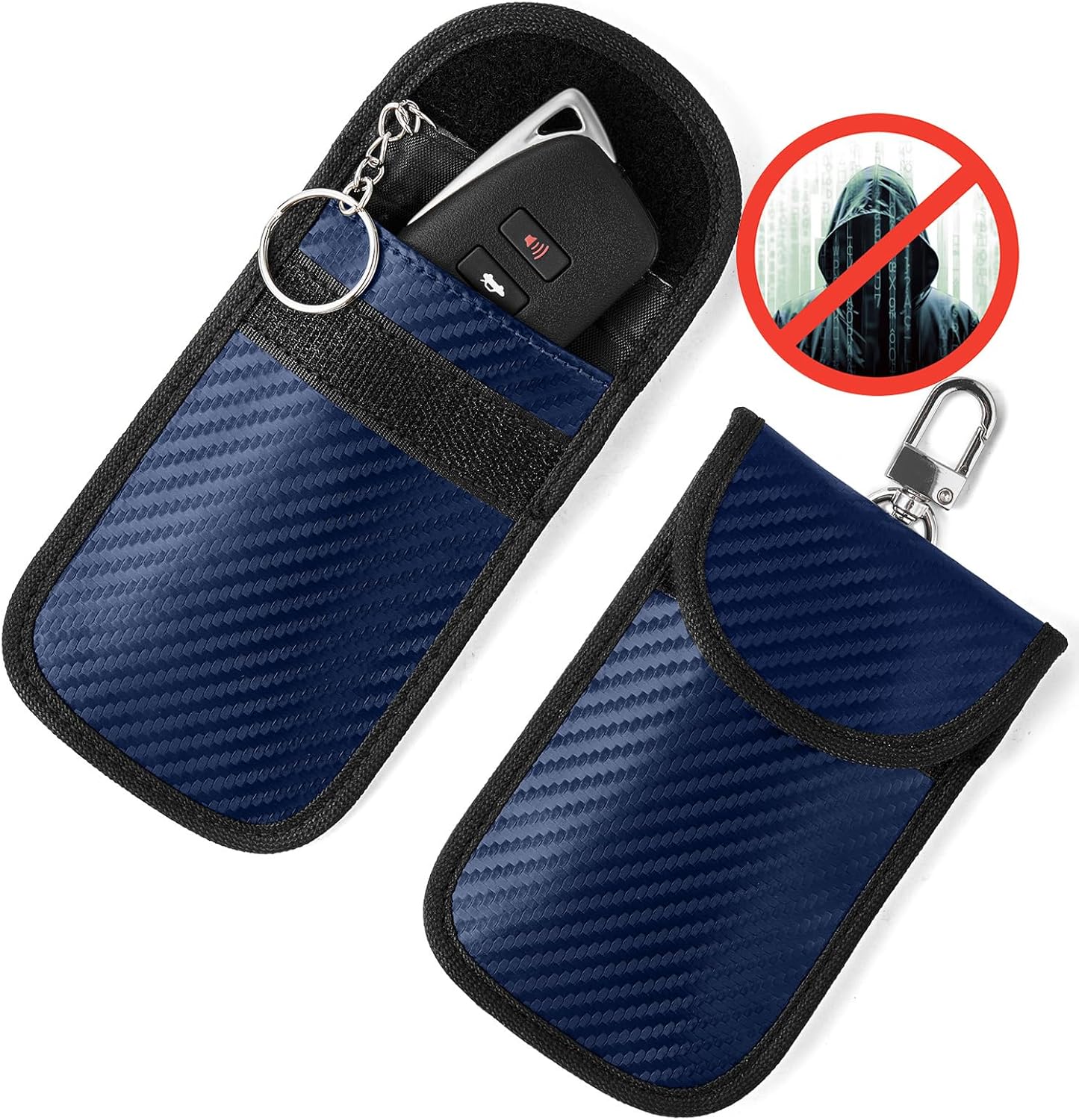 Upgraded Faraday Bag for Key Fob (2 Pack), Premium Faraday Key Fob Protector– Car RFID Signal Blocking, Car Security Protection, Anti-Theft Pouch, Anti-Hacking Case Blocker Blue