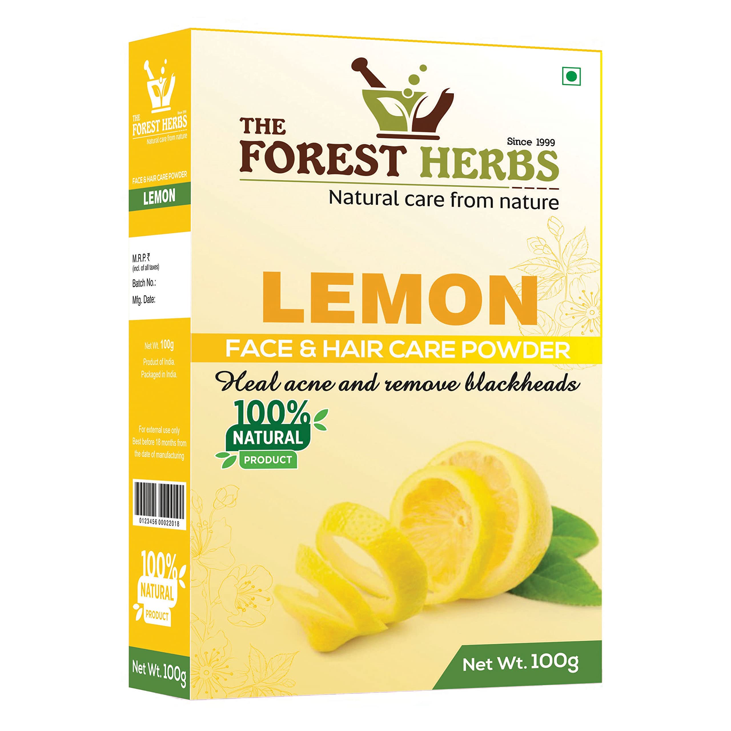 Forest Herbs 100% Natural Organic Lemon Peel Powder For Face Cleanser & Skin Whitening 100Gms