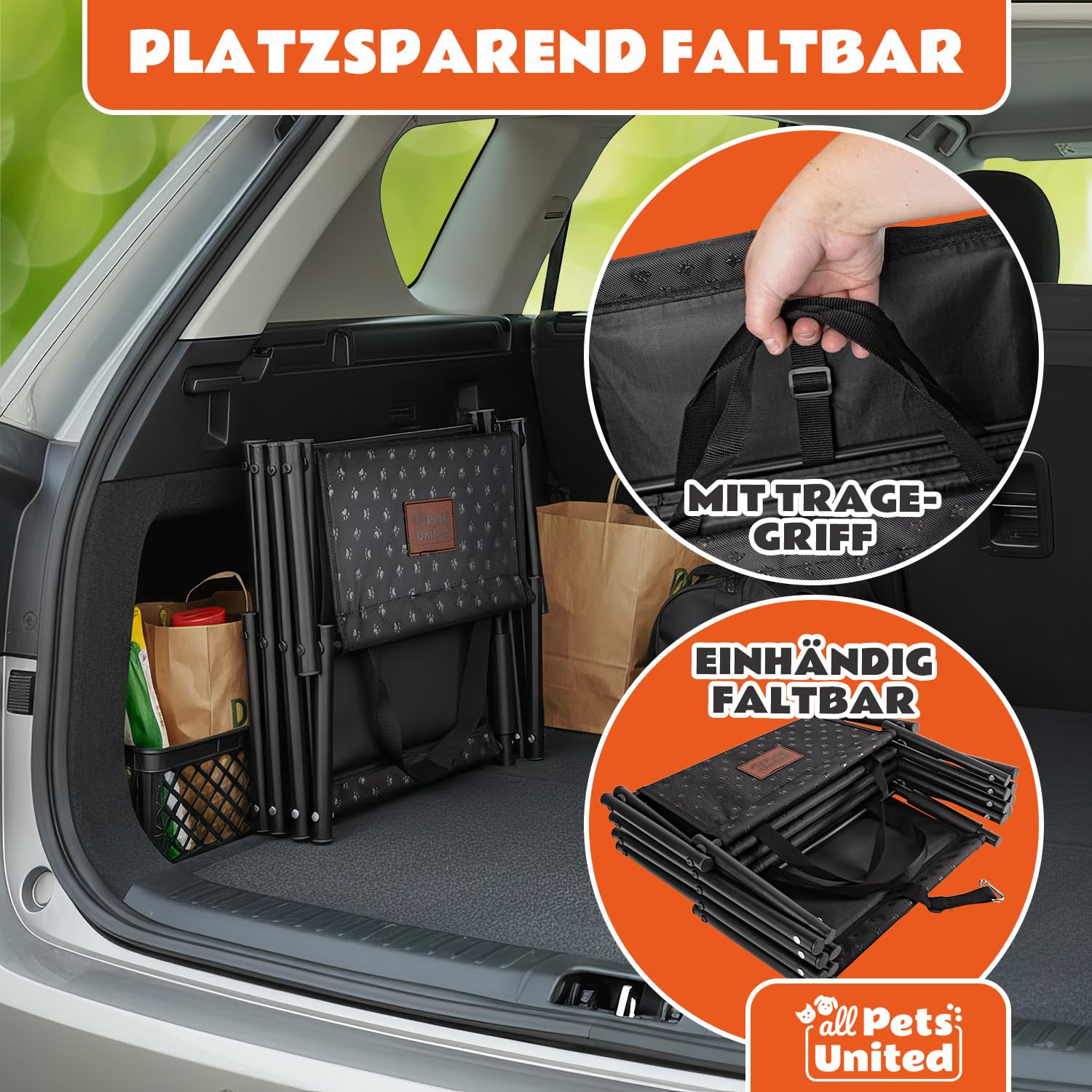 all Pets United® Hunderampe klappbar Hundetreppe Hunde- & Katzentreppe Rampe Einstiegshilfe für Kofferraum Haustiertreppe für Große & Kleine Tiere (Hundetreppe)