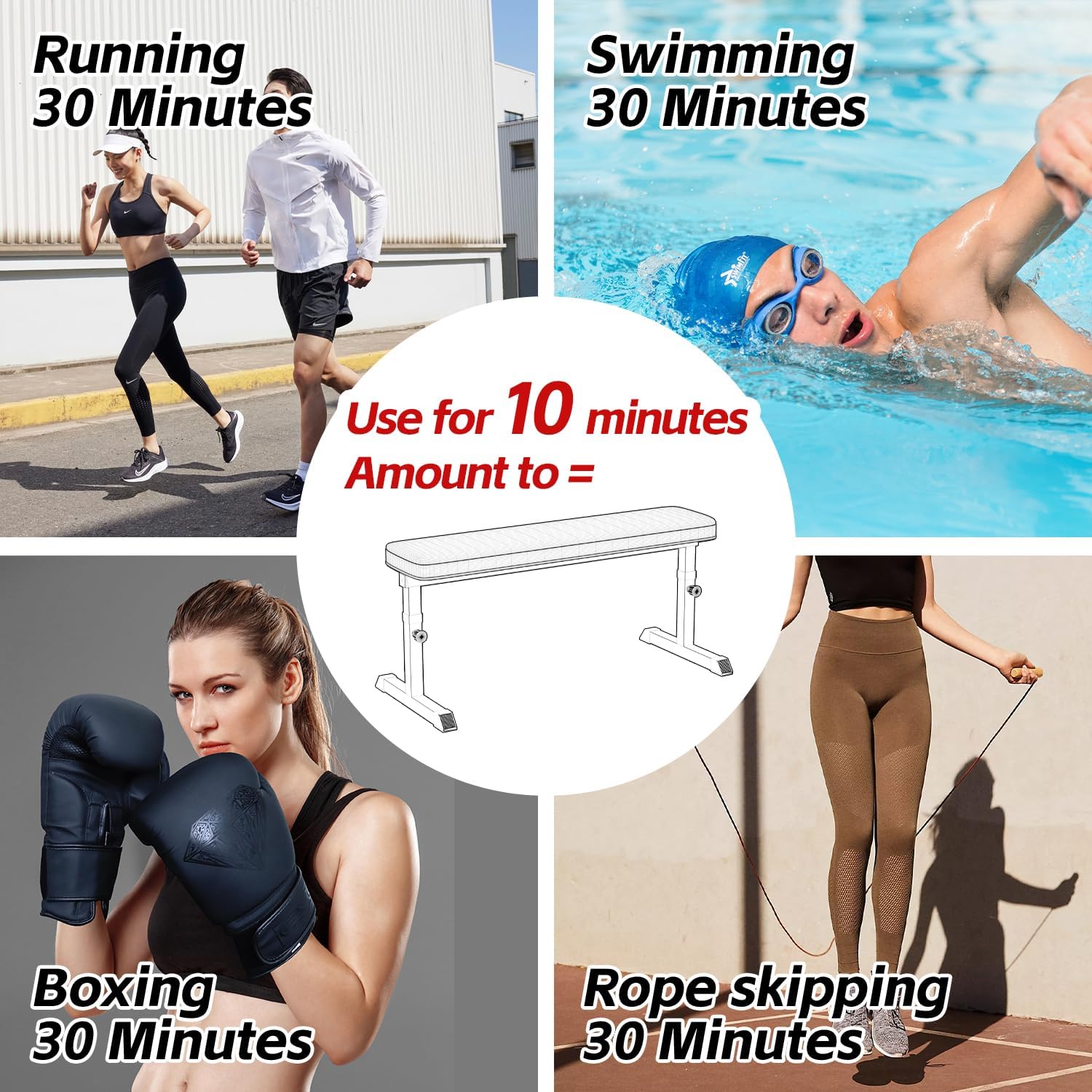 Black Flat weight Bench, Bench workout, Easy Assembly for Training Bench Press with adjustable height, 600LBS gym bench for Full Body Workout and home workout, 4 Adjustable Heights Heavyy Bench,