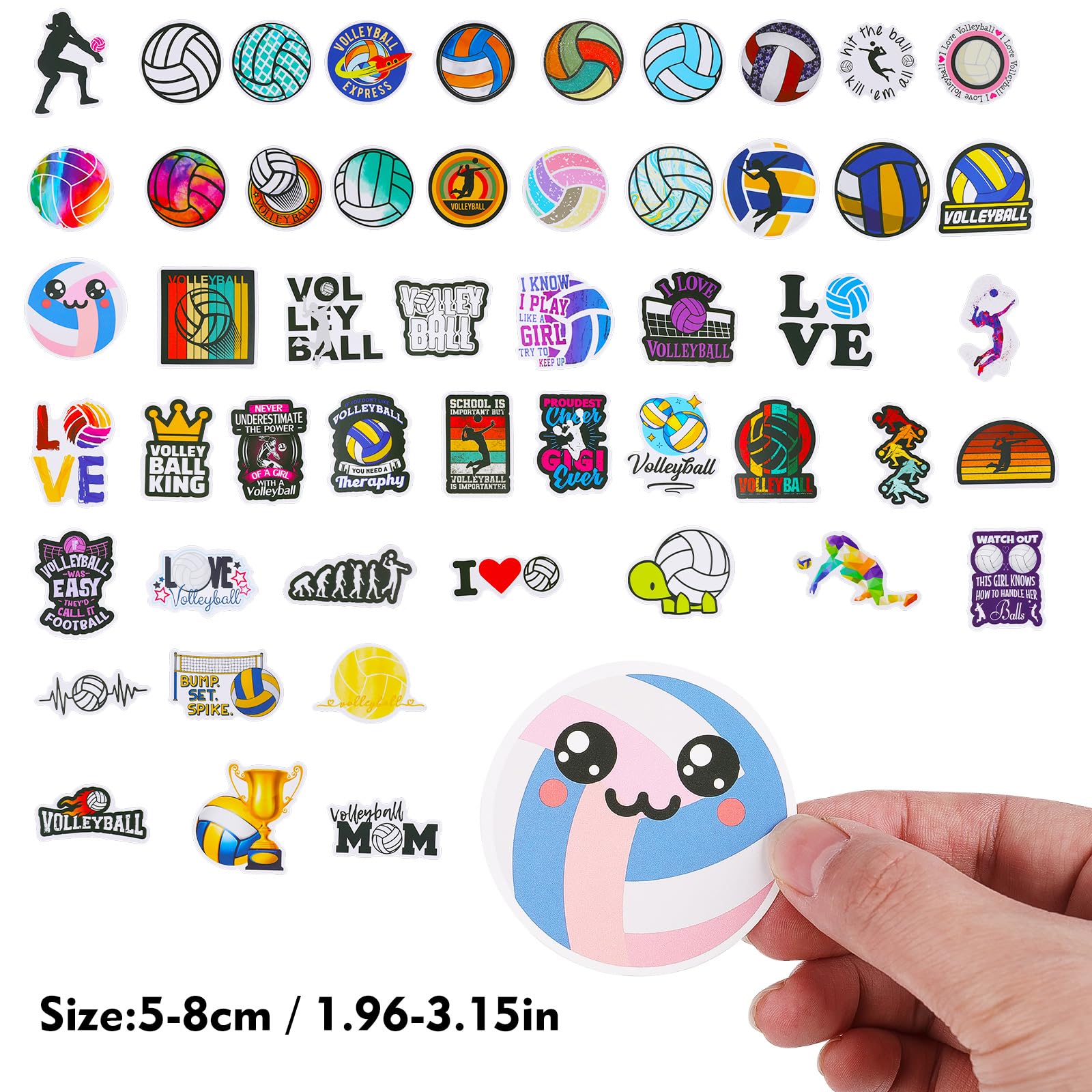 50 pezzi pallavolo idee regalo adesivi,Simpatici adesivi sportivi da pallavolo impermeabili regali sport impermeabile per laptop in vinile per adolescenti ragazze adulti skateboard bagagli moto