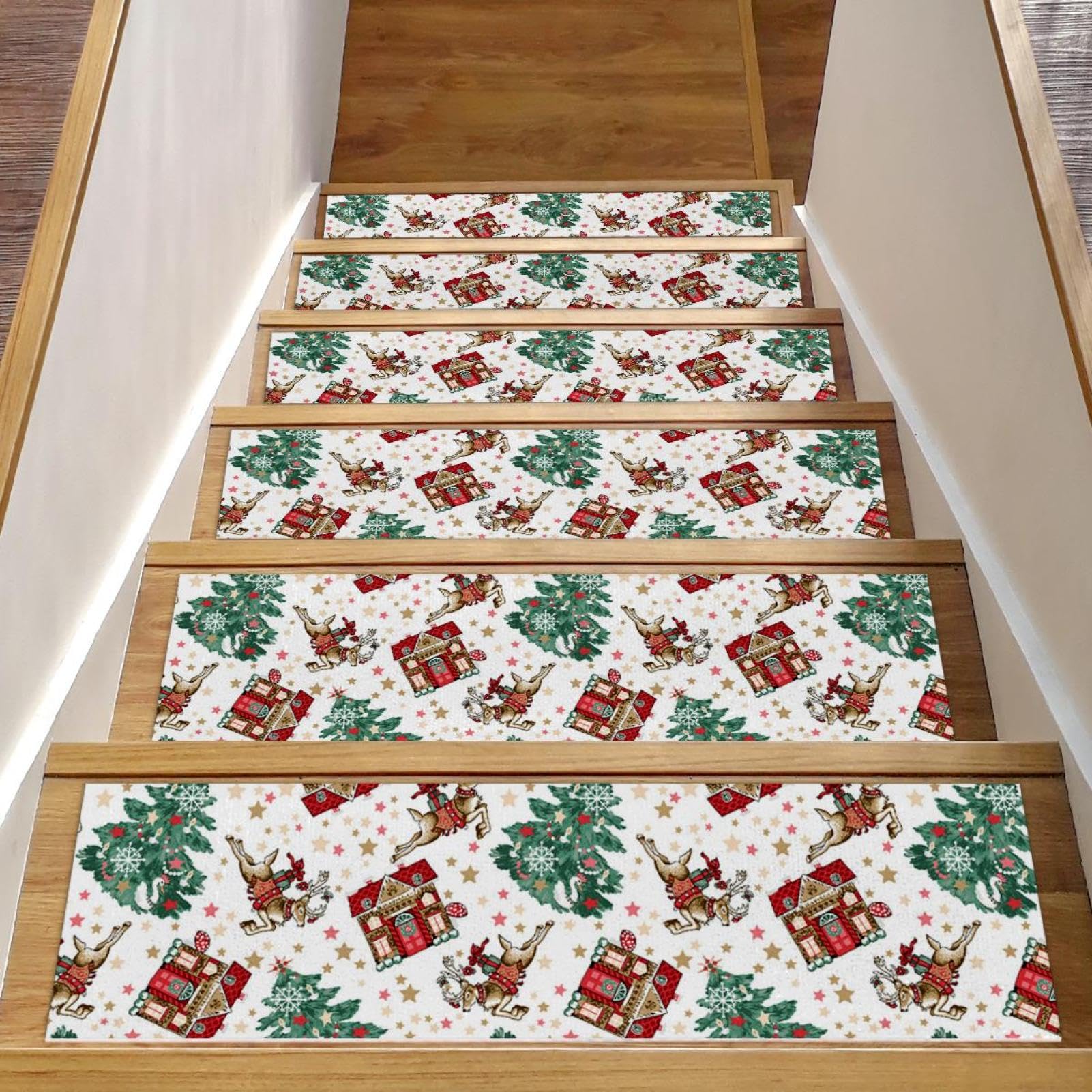 Pack 15 alfombras antideslizantes para peldaños de madera en escaleras de interior