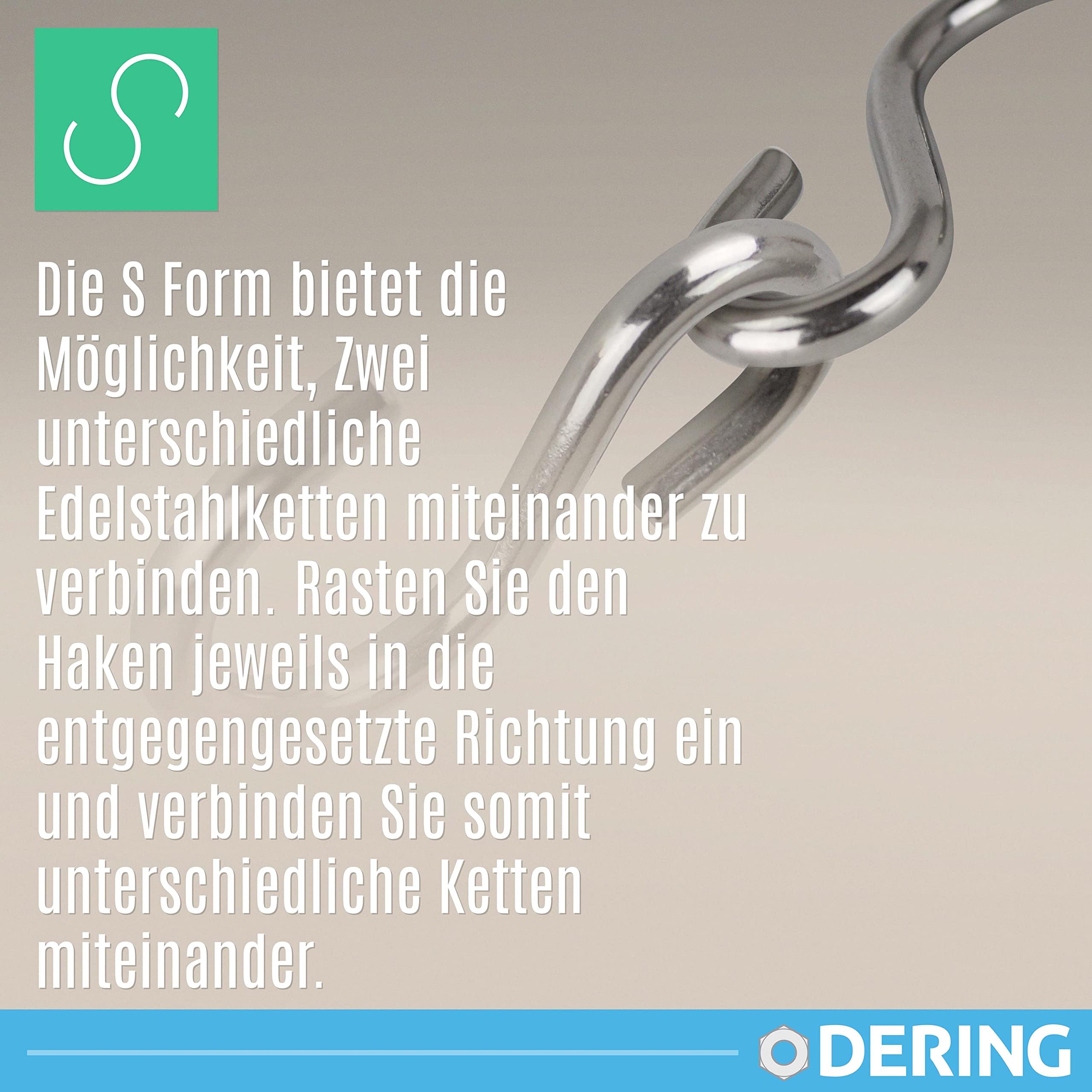 DERING S Haken Edelstahl 67 mm 50 Stück Kleiderbügel Fleischerhaken Gardinenhaken