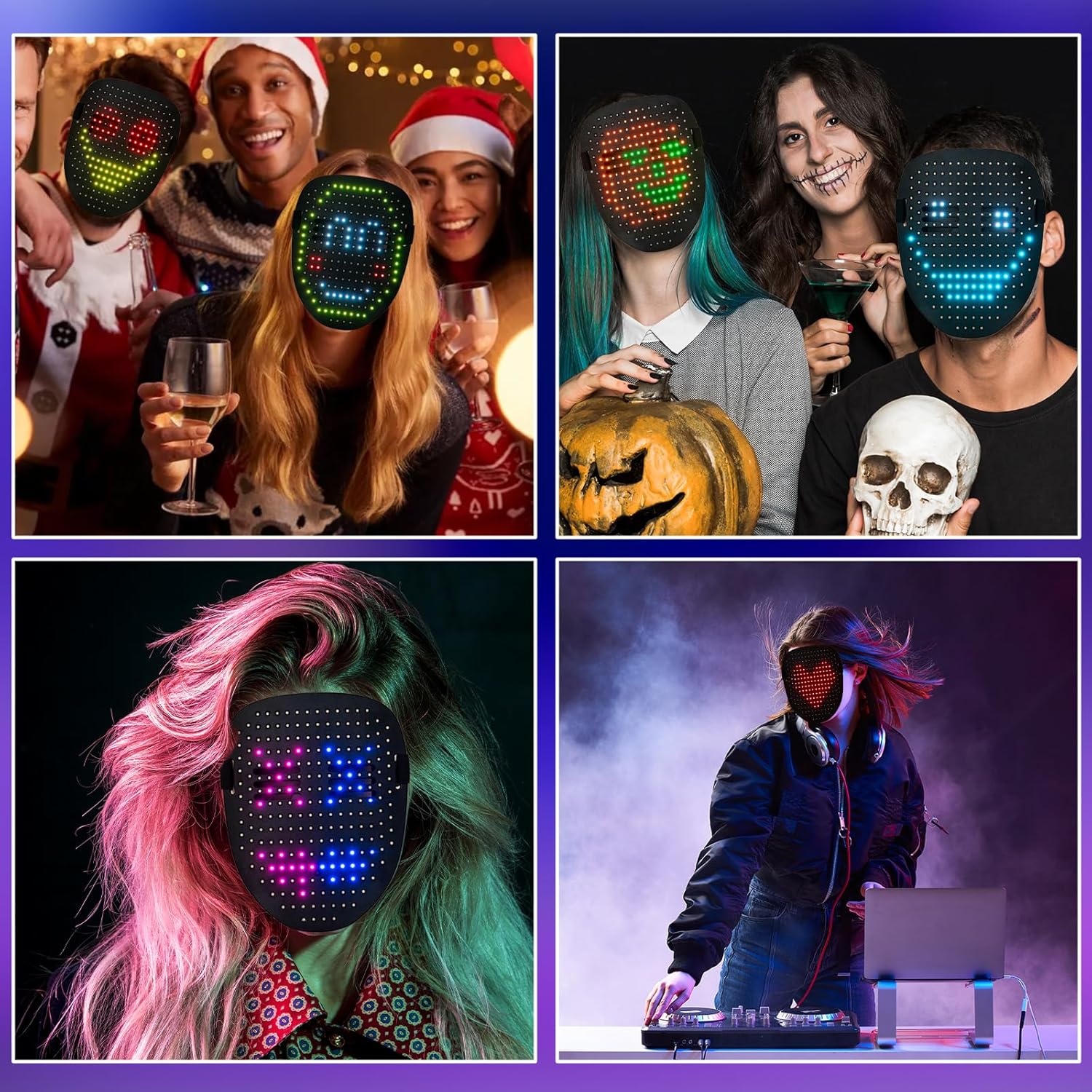 LED light mask with gesture sensing, unisex LED Halloween mask for costume role-playing party, masquerade ball