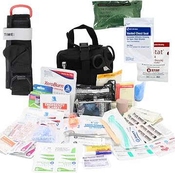 Luminary Advanced IFAK Stocked MOLLE Rip-Away Trauma Hemorrhage Control First Aid Kit with Headrest Mount Quick Release Panel Emergency Pack Tactical Black