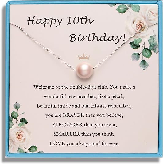 Sereney Birthday Gifts for Girls Women, Sterling Silver Pearl Necklace as 7 9 10 11 13 15 16 18 21 30 40 50 60 Year Old Birthday Gifts, Single Pearl Necklace as Bday Gifts for Friends