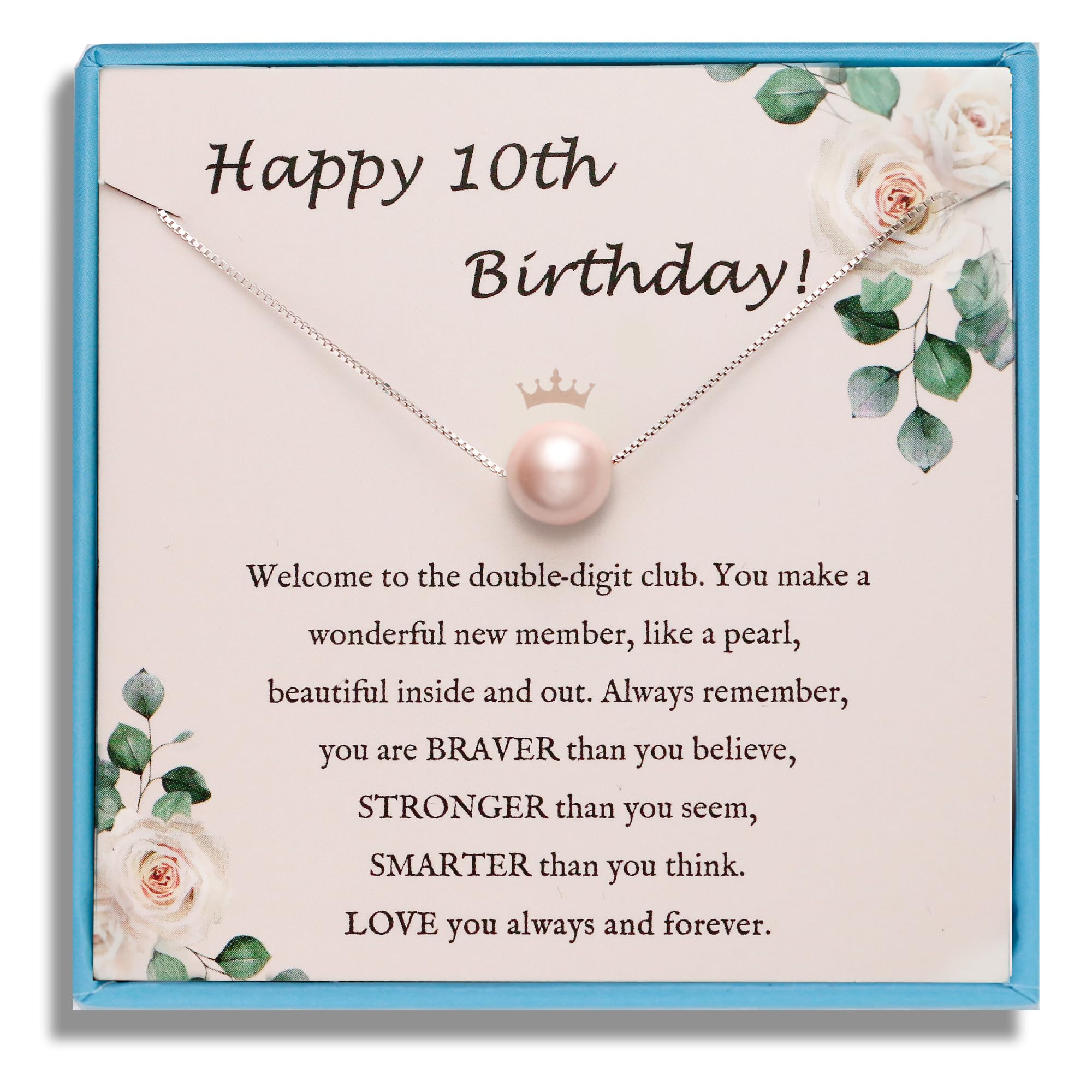 Sereney Birthday Gifts for Girls Women, Sterling Silver Pearl Necklace as 7 9 10 11 13 15 16 18 21 30 40 50 60 Year Old Birthday Gifts, Single Pearl Necklace as Bday Gifts for Friends