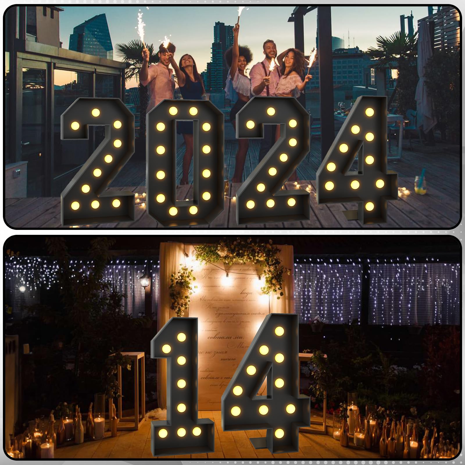 Partytent oplichtende cijfers, 3ft/4ft gigantisch mozaïek LED-nummers lichtbord, voorgesneden mozaïeknummerset for huwelijksverjaardag Bar Thuis verjaardagsfeestje decoratie (Color : Number 23, Size
