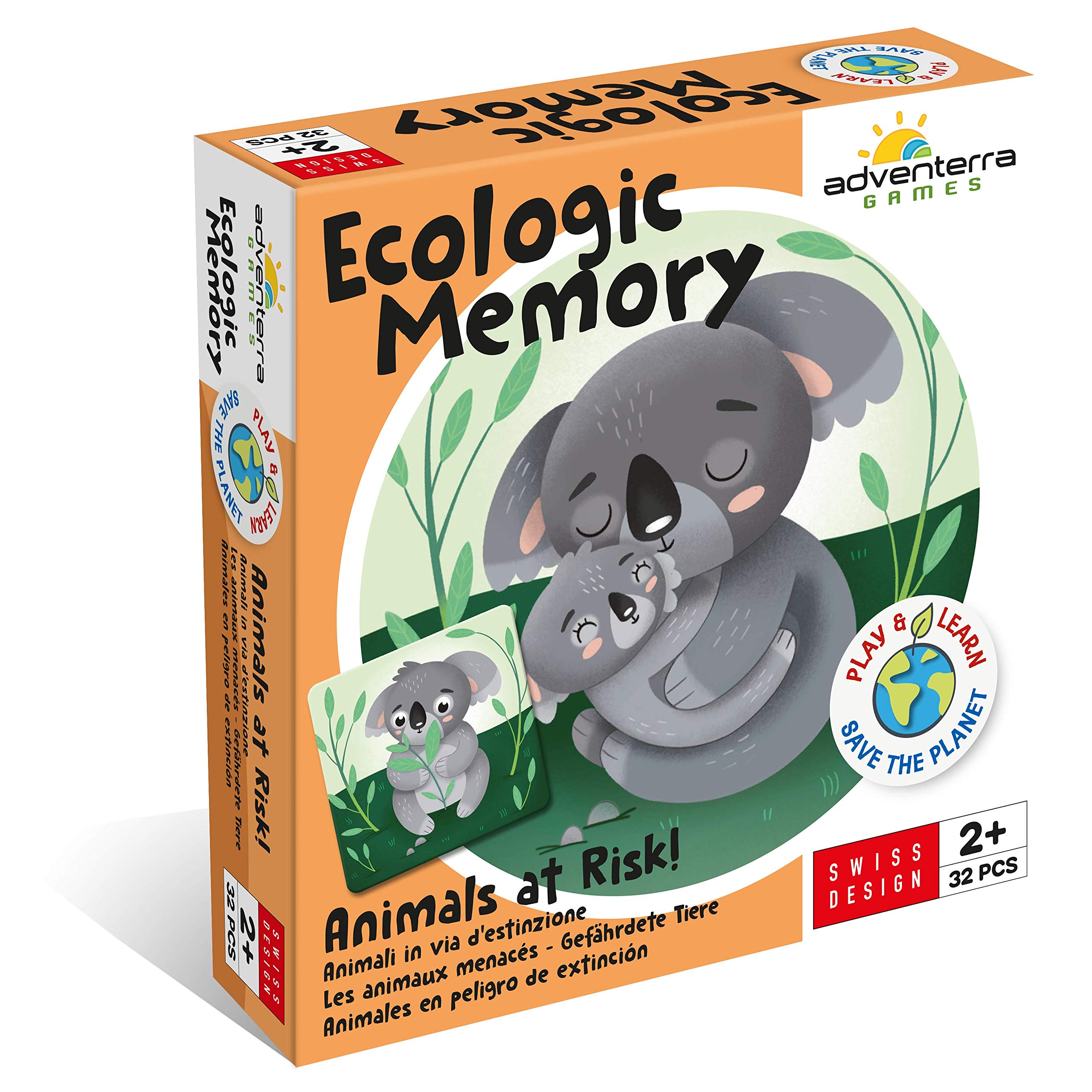 ADVENTERRA Games Ecologic Memory Animales En Peligro De Extinción | Juegos Para Niños A Partir De 2 Años, 2 Años + Juegos De Memoria, Montessori 2 Años + Juegos Educativos, Juegos Ecológicos