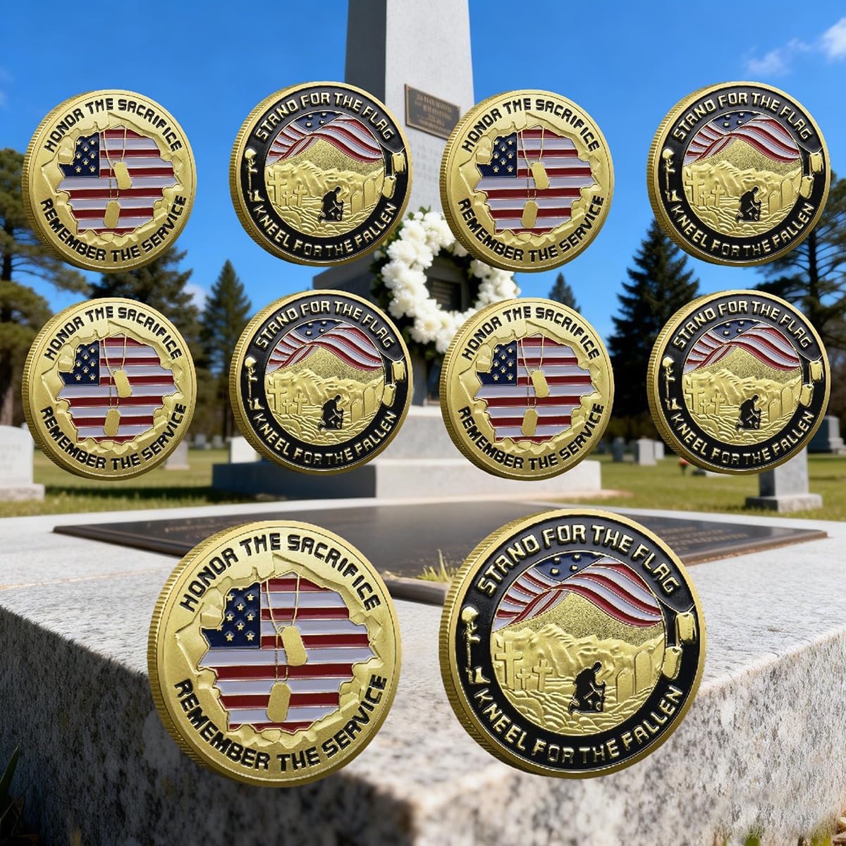 10pcs Military Challenge Coin Veteran Memorial Day We Stand for The Flag Commemorative Army Military Coins for Veterans