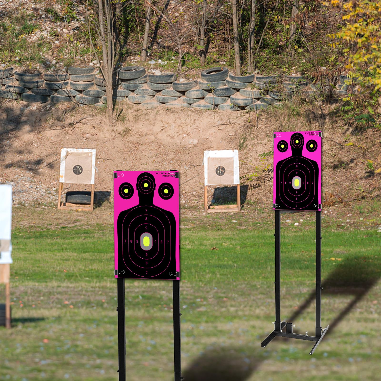 Splatterburst Targets - 45,7 x 61 cm – Cible d'éclaboussures silhouette – Voyez facilement vos coups éclatent jaune fluo lors de l'impact – Fabriqué aux États-Unis (lot de 10