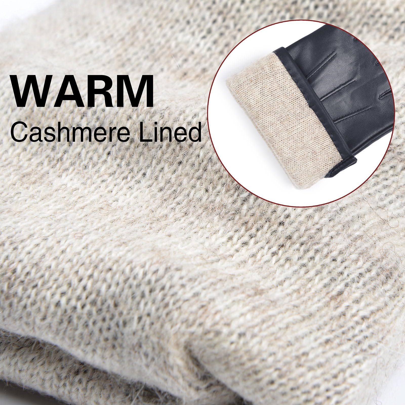 Harssidanzar Guanti da uomo in pelle foderati in cashmere caldi e touchscreen SM052EU