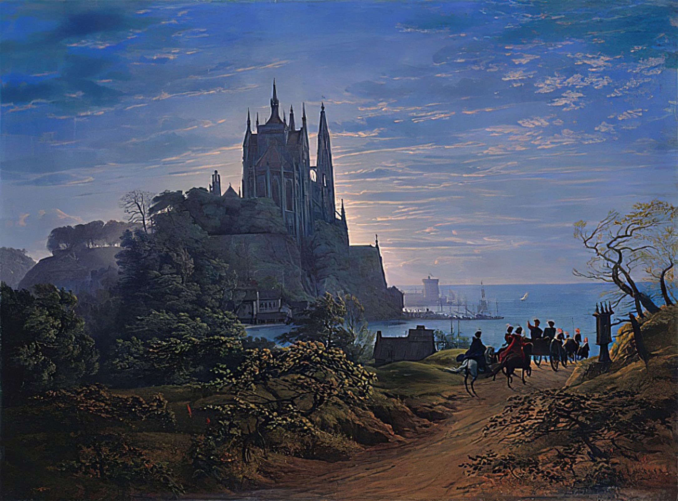 POSTERIIk Vintage Print Pop Art Landscape Artwork Gothic Church on a Rock by the Sea by Karl Friedrich Schinkel Art Prints for Office Home Decor 60x90cm