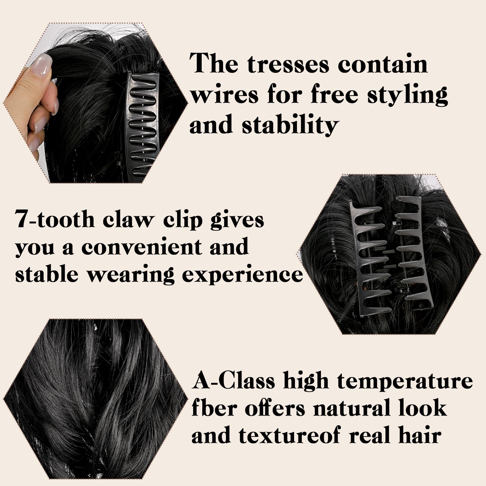 MFDYMYGS Messy Bun Hair Piece Claw Clip, Messy Bun Hair Piece with Bendable Metal - Image 4