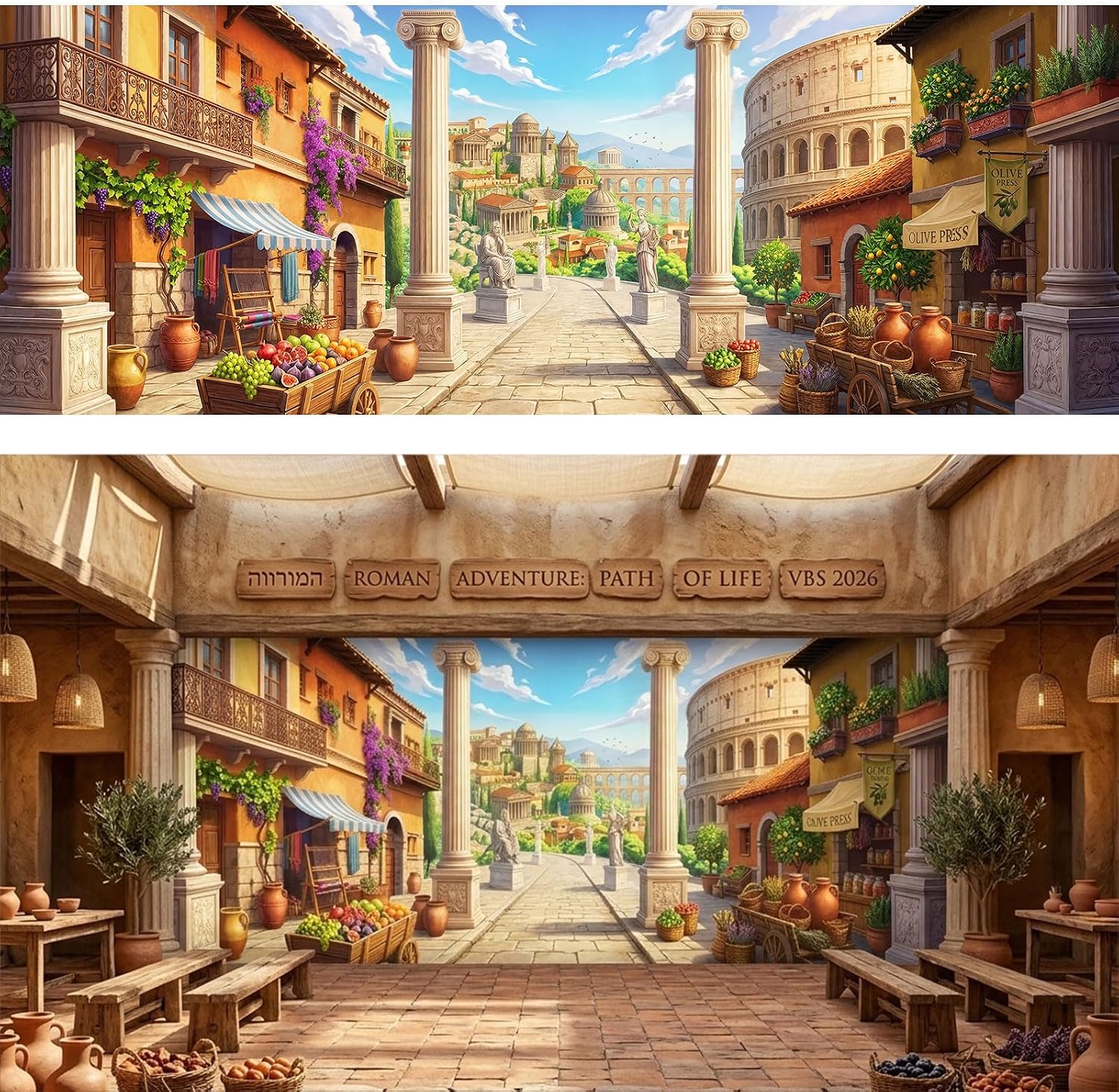 2026 VBS School Backdrop Party Extra Large Decorations for Photoshoot 18X6 FT, VBS Rome Themed Church Classroom Backdrops for Photography Picture Wall Decor Banner Photographic Backgrounds