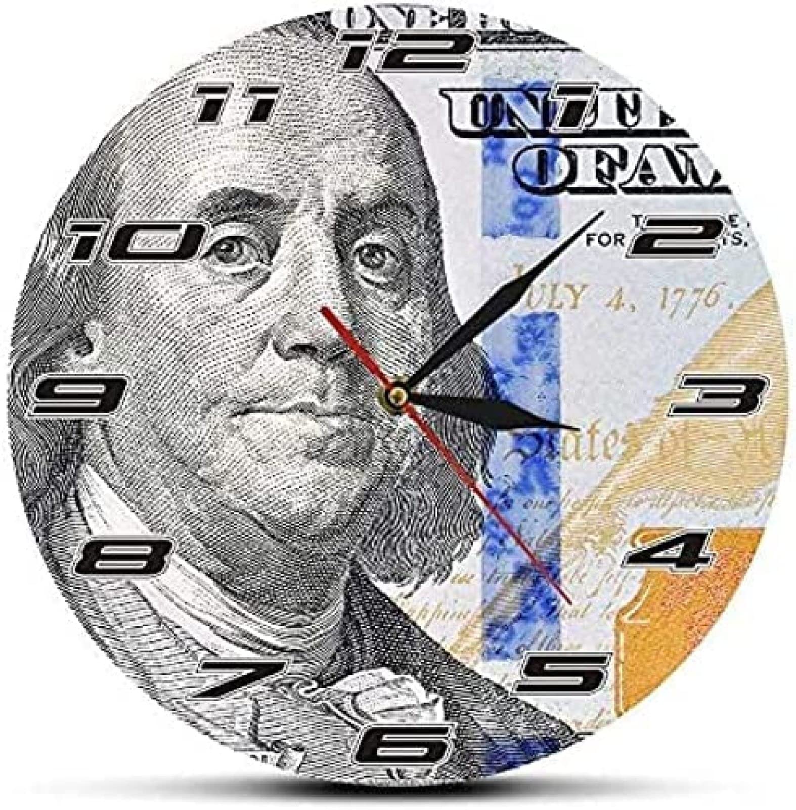アメリカ100ドル紙幣デザイン アナログ時計　レア壁時計　年代物掛け時計 壁掛け時計 100ドル札 置き時計 アメリカ 雑貨 - メルカリ