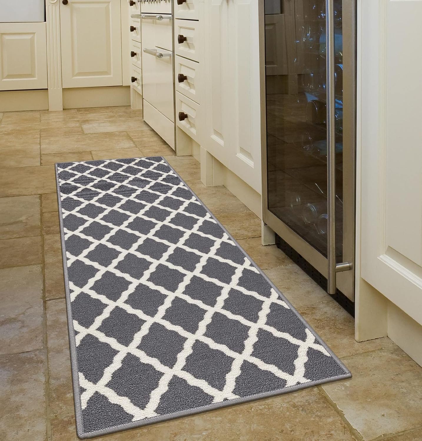 Ottomanson Glamour Collection Elegant Trellis Design Rubberback Runner