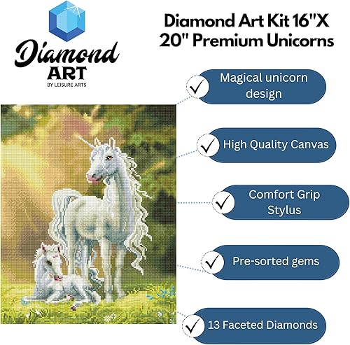 Miniatura 2 de DIAMOND ART BY LEISURE ARTS Kits de pintura de diamantes para adultos de 16 x 20 pulgadas, unicornios avanzados, taladro completo, kits de arte,