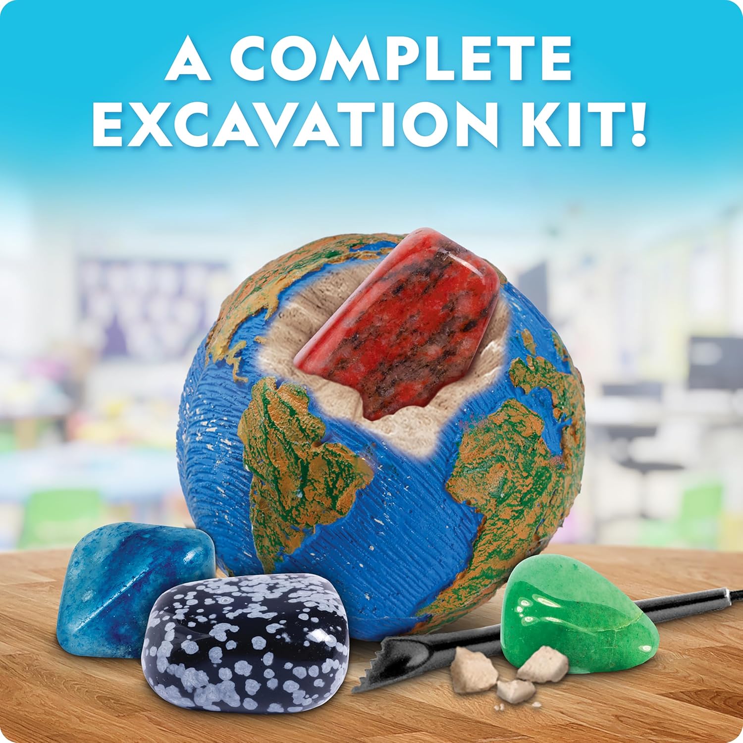 National Geographic Outer Space Gemstone Dig Brick Set – 24 Dig Bricks with Real Crystals, Excavation Tools & Learning Guide, Space STEM Toys and Science Kit, Fun Classroom & Party Activity