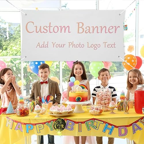 Miniatura 5 de Pancartas y letreros personalizados para decoración al aire libre, telón de fondo personalizado para fiestas, negocios, cumpleaños, graduación (6 x