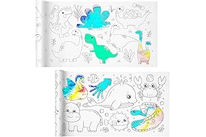 2 Rolls of Dinosaur and Animal Drawing Paper for Creative Kids