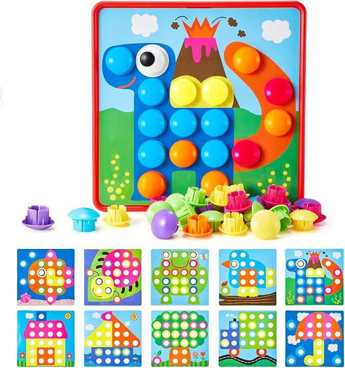 Button Art Toys for Toddlers, Geekper Color Matching Mosaic