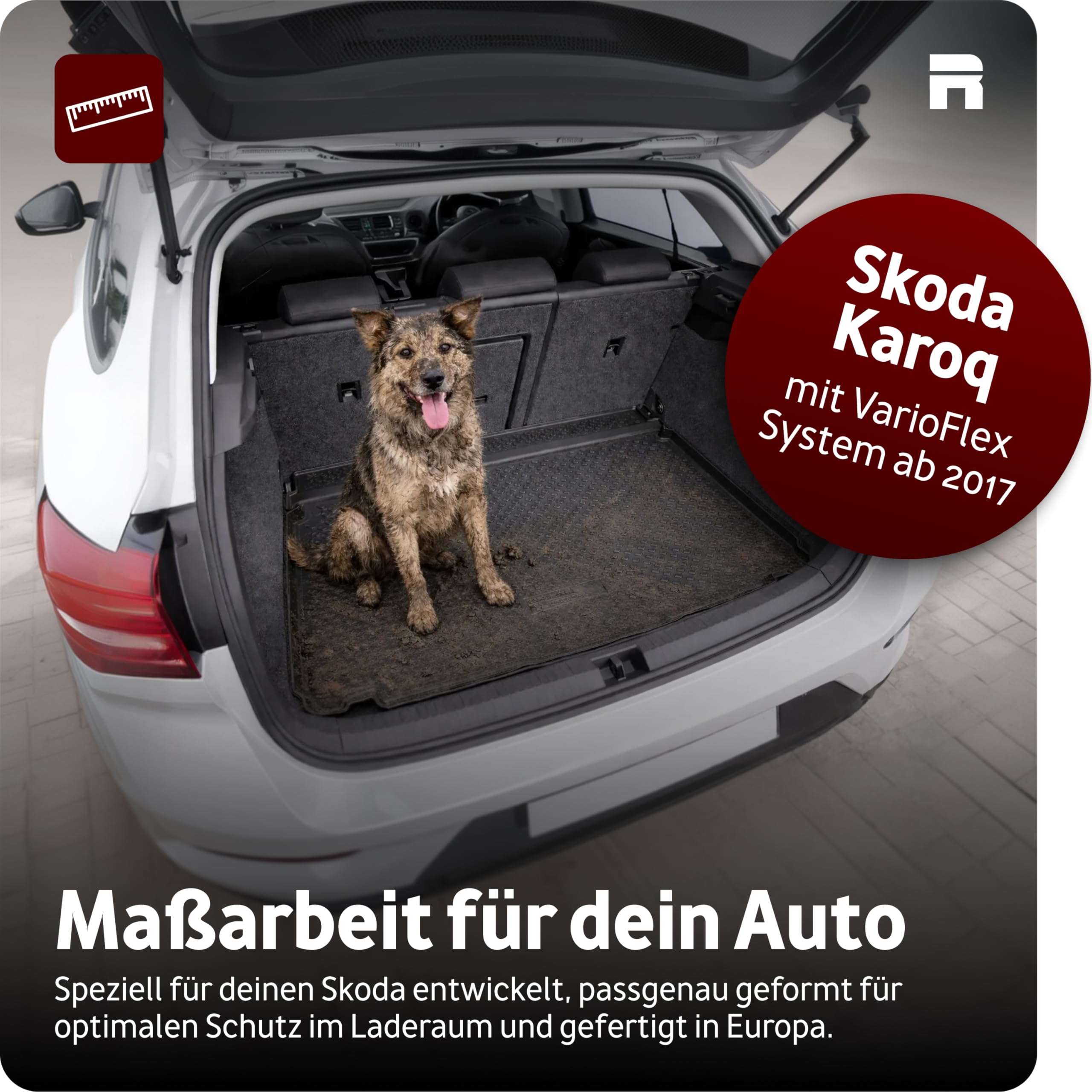 Recambo Kofferraumwanne passend für Skoda Karoq mit VarioFlex System | 2017-| passgenau mit Rand