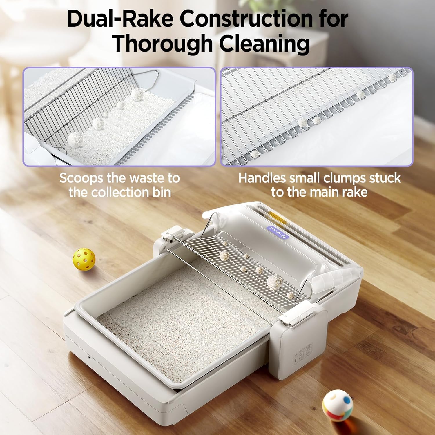 Open Top Automatic Self Cleaning Cat Litter Box, Extra Large Electric Cat Litter Box with APP Control Health Monitor, Smart Litter Tray for Multiple Cats, Anti-Pinch, Come with 20 Liners