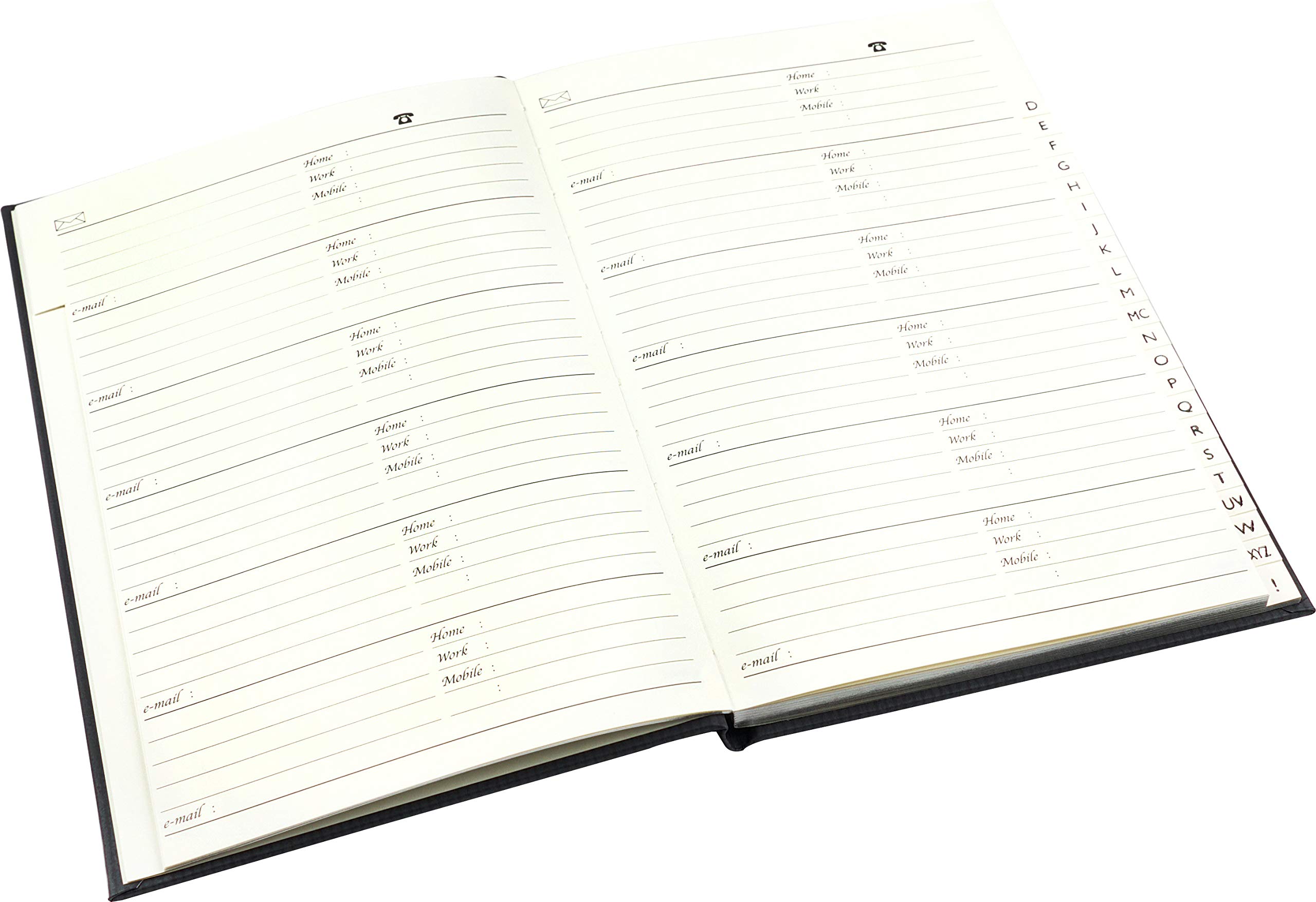 Esposti Address Book - Striped Vinyl Paper Cover - Birthdays & Notes Section - Black - 135 x 205mm - Image 2