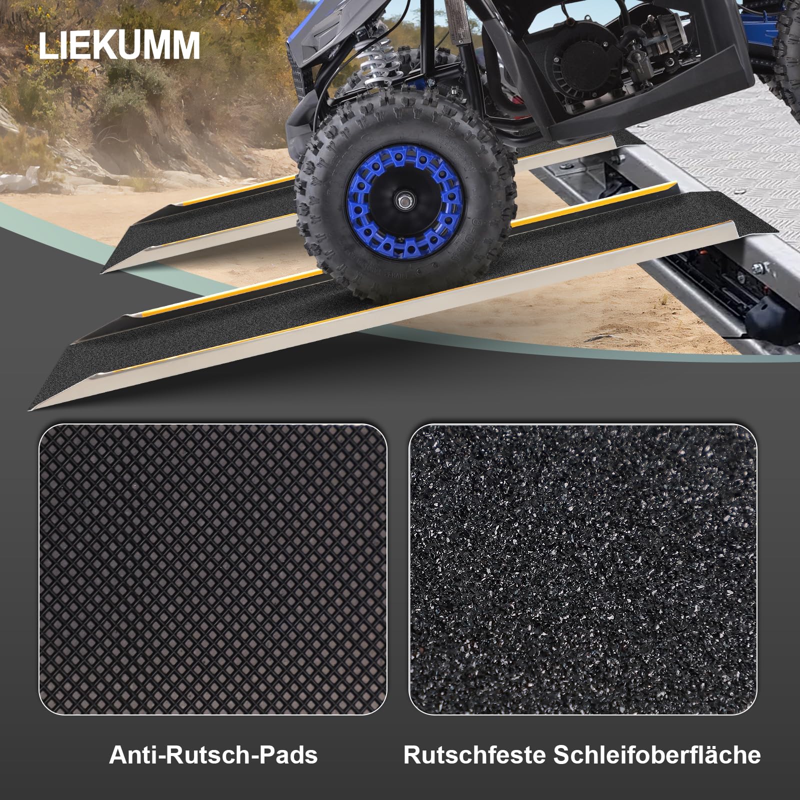 LARS360 Oprijplaat voor aanhanger, auto en motorfiets, rolstoelaccessoires, zwart, 135 cm