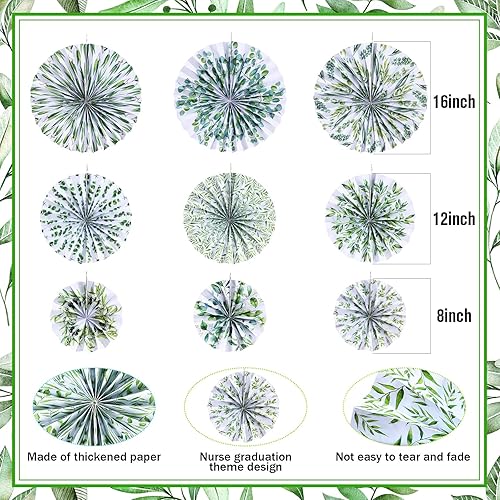 Miniatura 2 de 9 piezas de decoración de eucalipto para el aula, abanicos de papel colgantes de eucalipto, decoración de tablón de anuncios, hojas verdes,