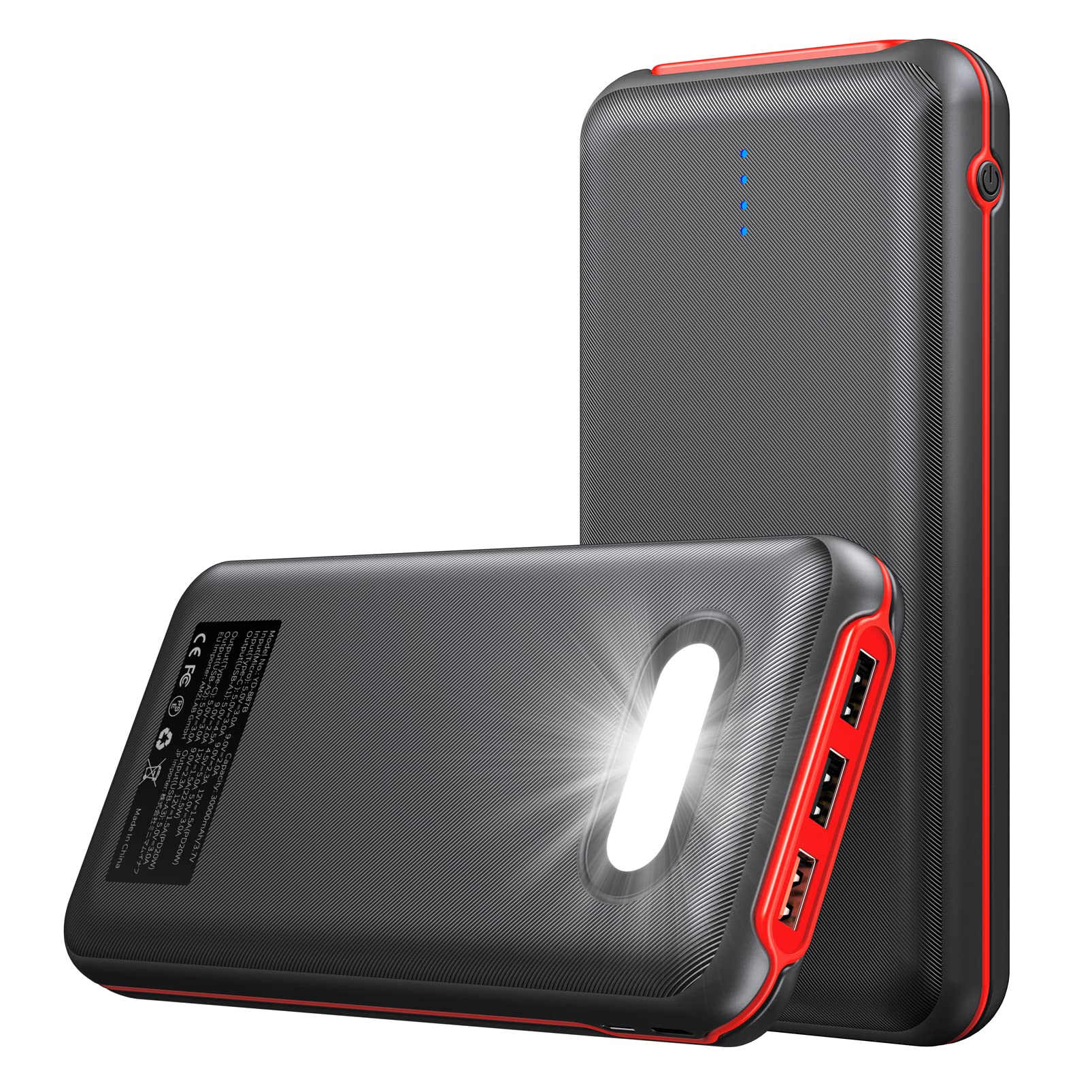 Portable Charger, 30000mAh 22.5W Fast Charging Power Bank with Flashlight and 4 Outputs, USB C External Charger, Travel Essential Battery Pack for iPhone, Galaxy, LG, Pad Mini, Tablet, and More