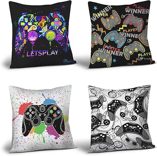 Ailee Hoho Juego de 4 fundas de almohada para jugadores de 18 x 18 pulgadas, fundas decorativas de dinosaurio para sofá, fundas decorativas para el