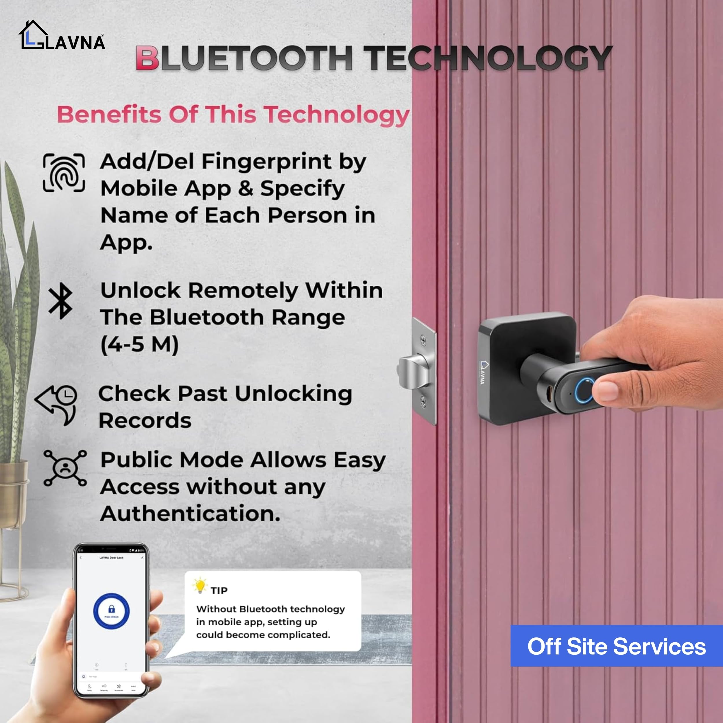 LAVNA Smart Door Lock - Fingerprint, App & Key -2