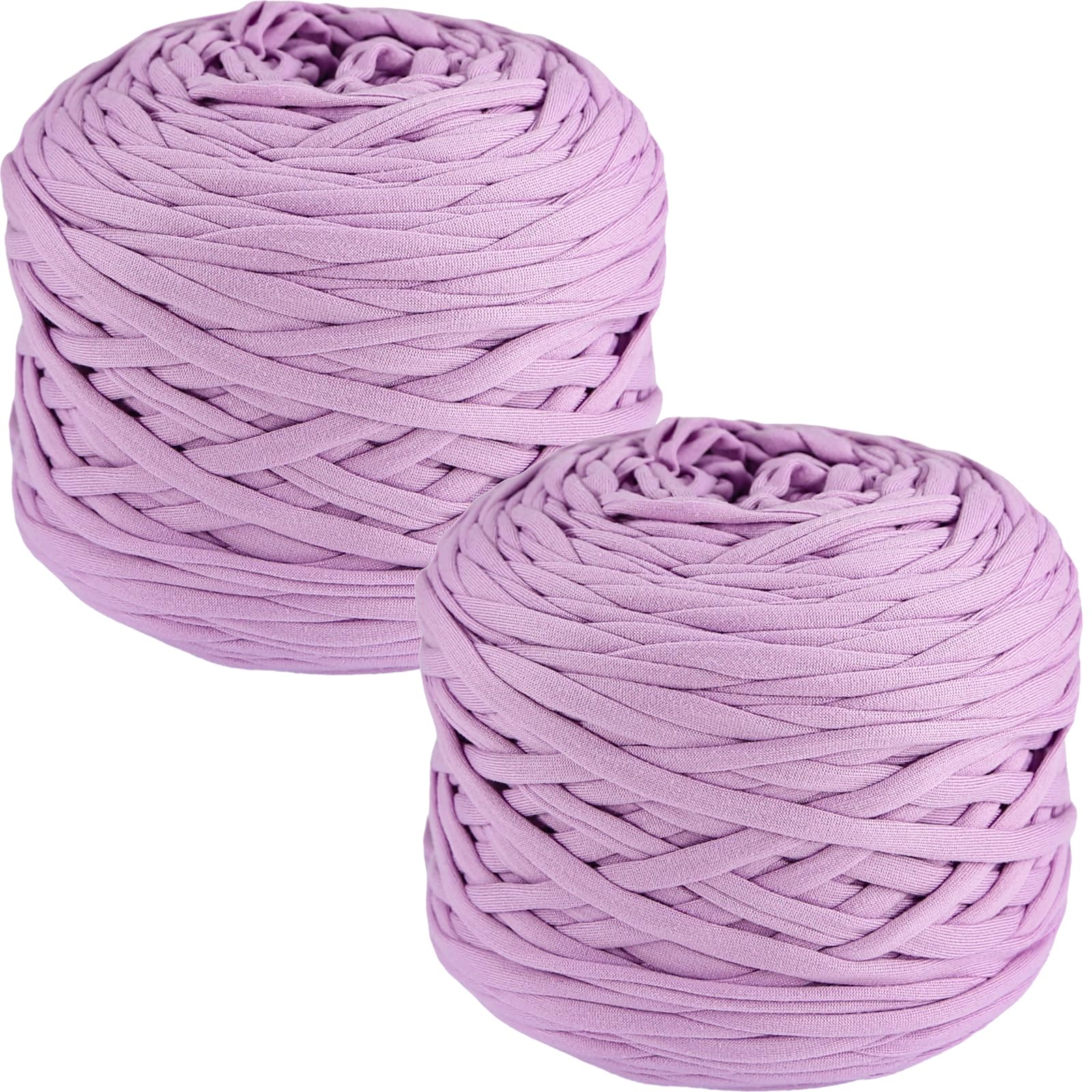 SIMEIQI 2 PCS 800g T-Shirt Yarn Elastic Fabric Crochet for DIY Knitting, 130 Yards Spaghetti Thick Knitting Yarn for Hand DIY Bag Basket Cushion Crocheting Projects,Home Decor (Purple)