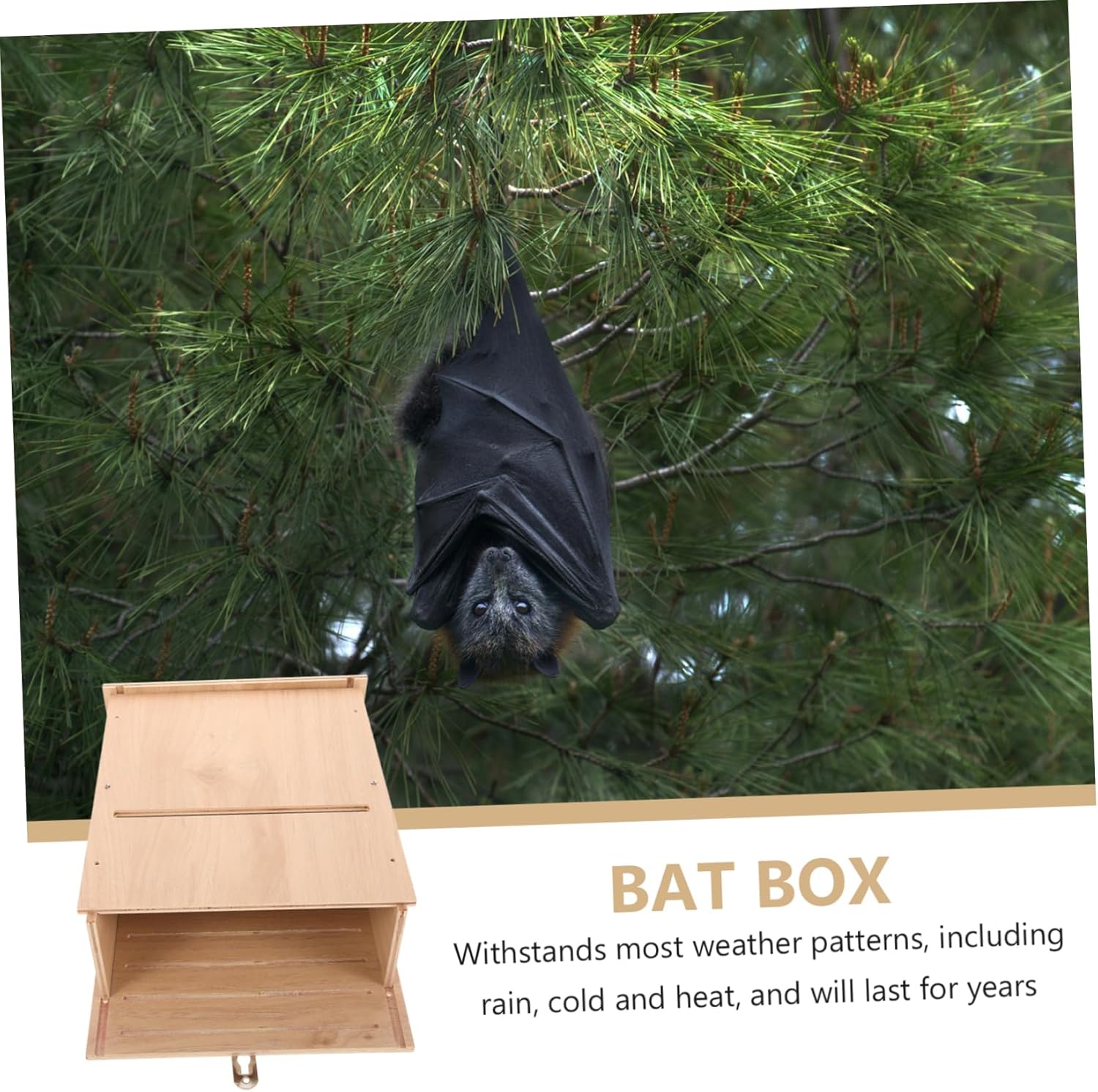 Outdoor Wooden Bat House Bat Shelter for Backyard Easy to Install for Garden Decor Unique Hanging Design