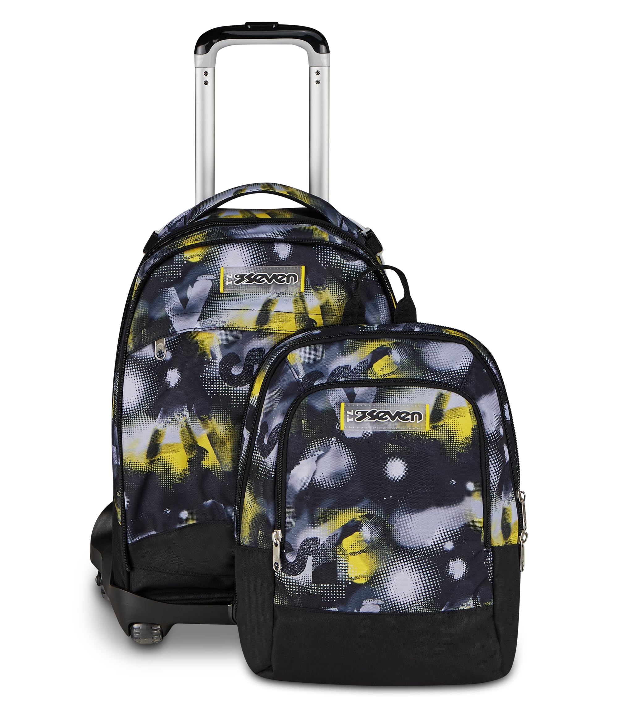 Seven Trolley Scuola Jack 8 Ruote Detach GOLDEN PAINT, Grigio, 43 L, Scomponibile, Zainetto staccabile, 4 in 1, Cross-over System, Tasche multifunzione, Scuola elementare e media, Bambini, Ragazzi