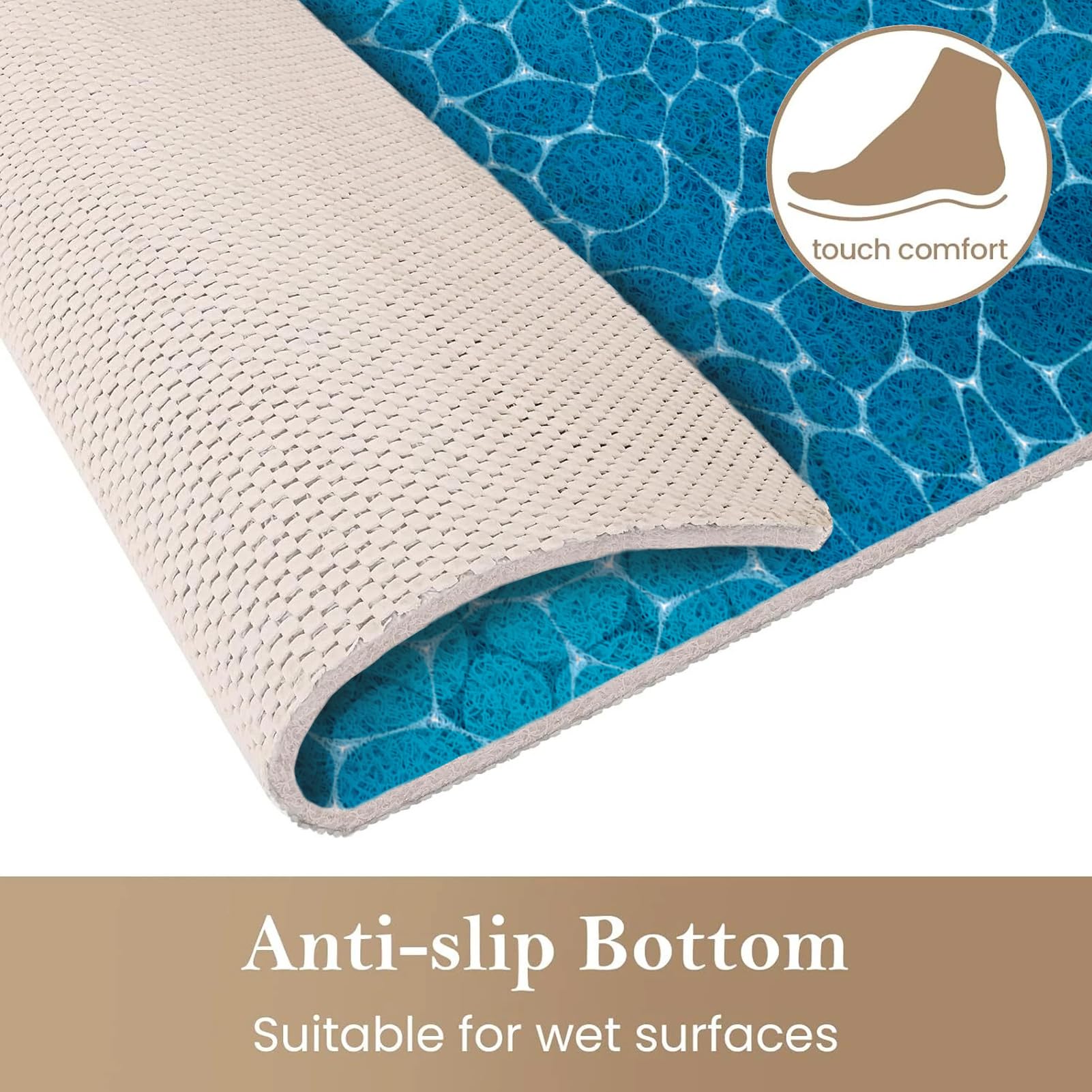 Alfombrilla de ducha antideslizante de lufa 80 x 80 cm, alfombrilla de ducha para interior, alfombrilla rectangular para bañera con drenaje para zonas húmedas, almohadilla de baño de PVC para ancianos